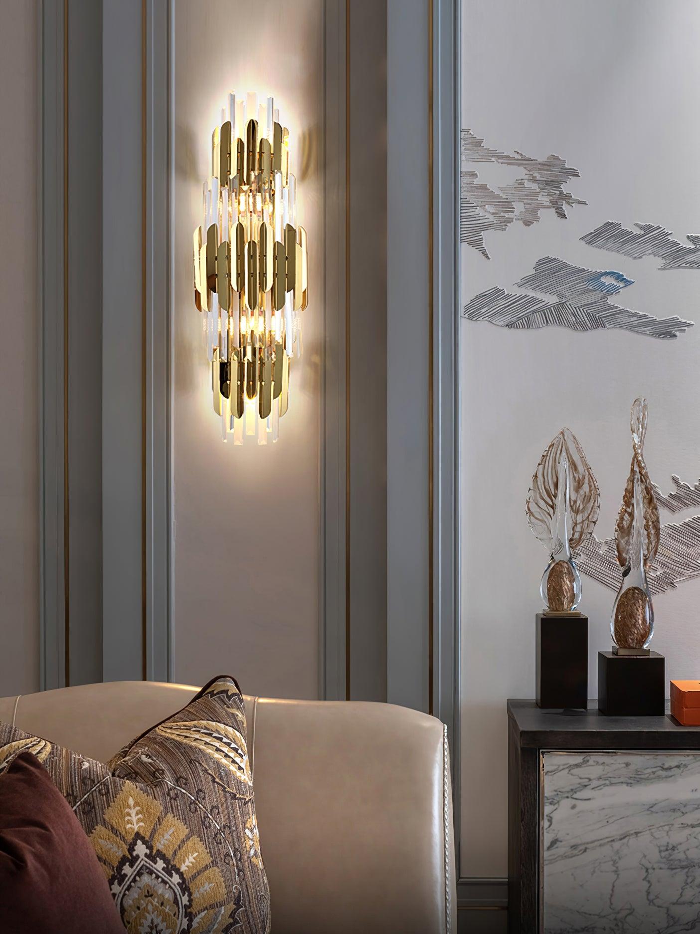 Riven Nordic Art Three Layer Crystal Wall Light-Neutral Decor