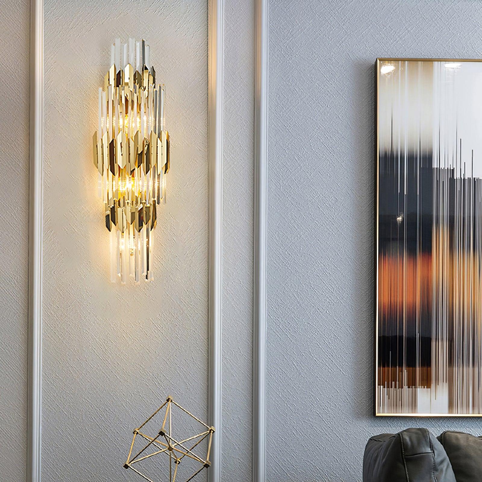 Riven Nordic Art Three Layer Crystal Wall Light-Neutral Decor