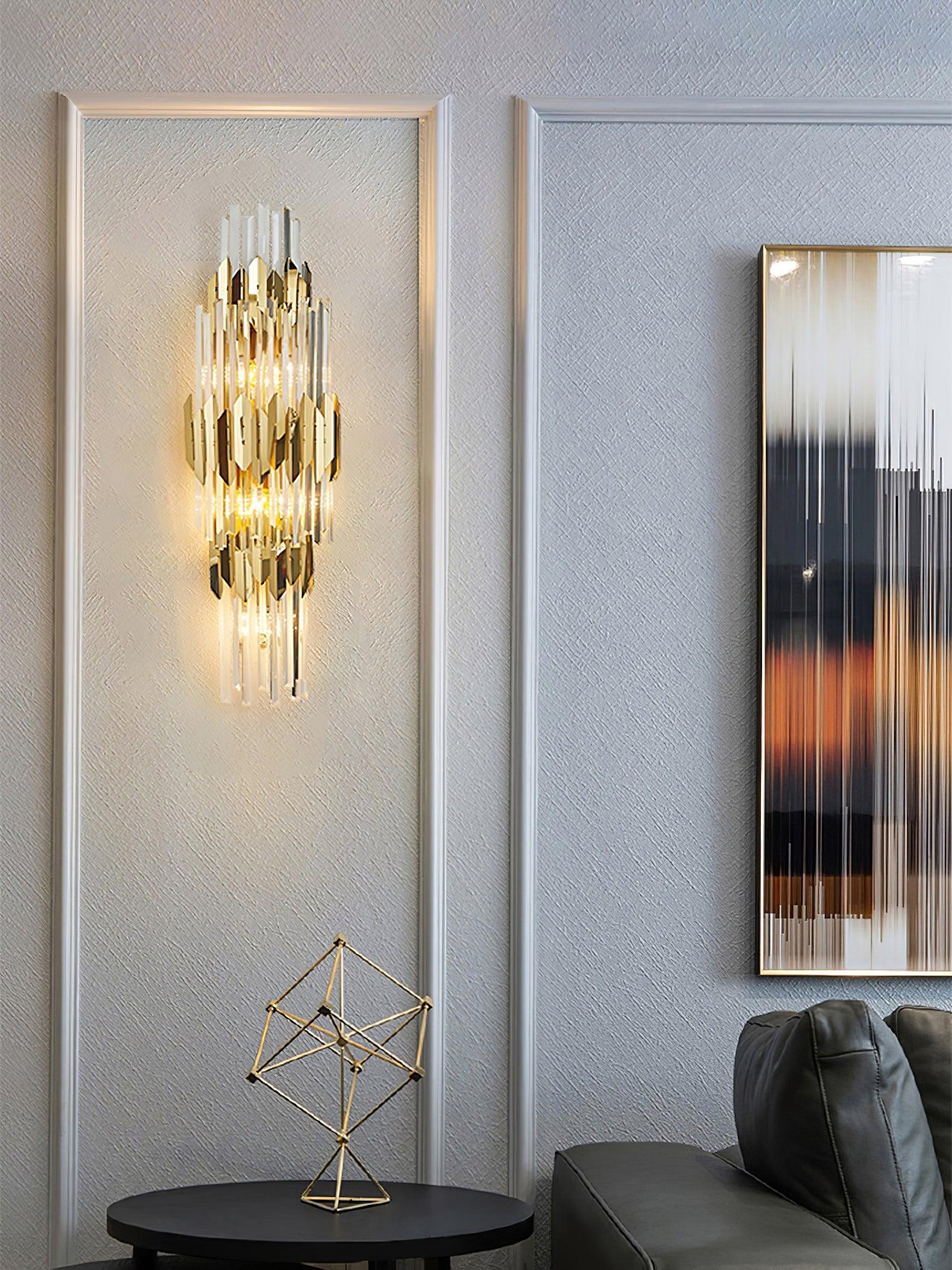 Riven Nordic Art Three Layer Crystal Wall Light-Neutral Decor