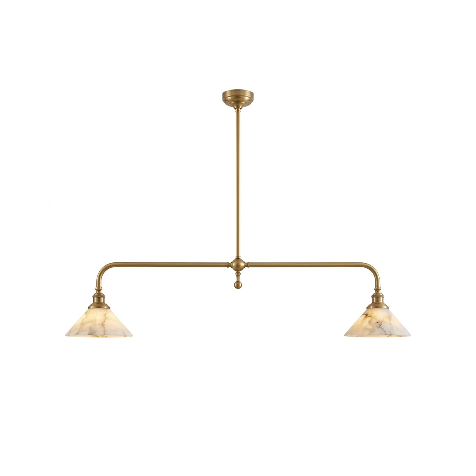 Thetford Alabaster Pendant Light with two shades against a white background.
