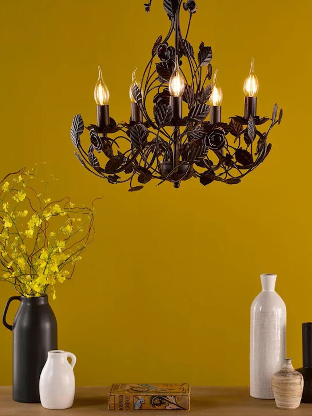 Rosaio Wrought Iron Chandelier-Neutral Decor