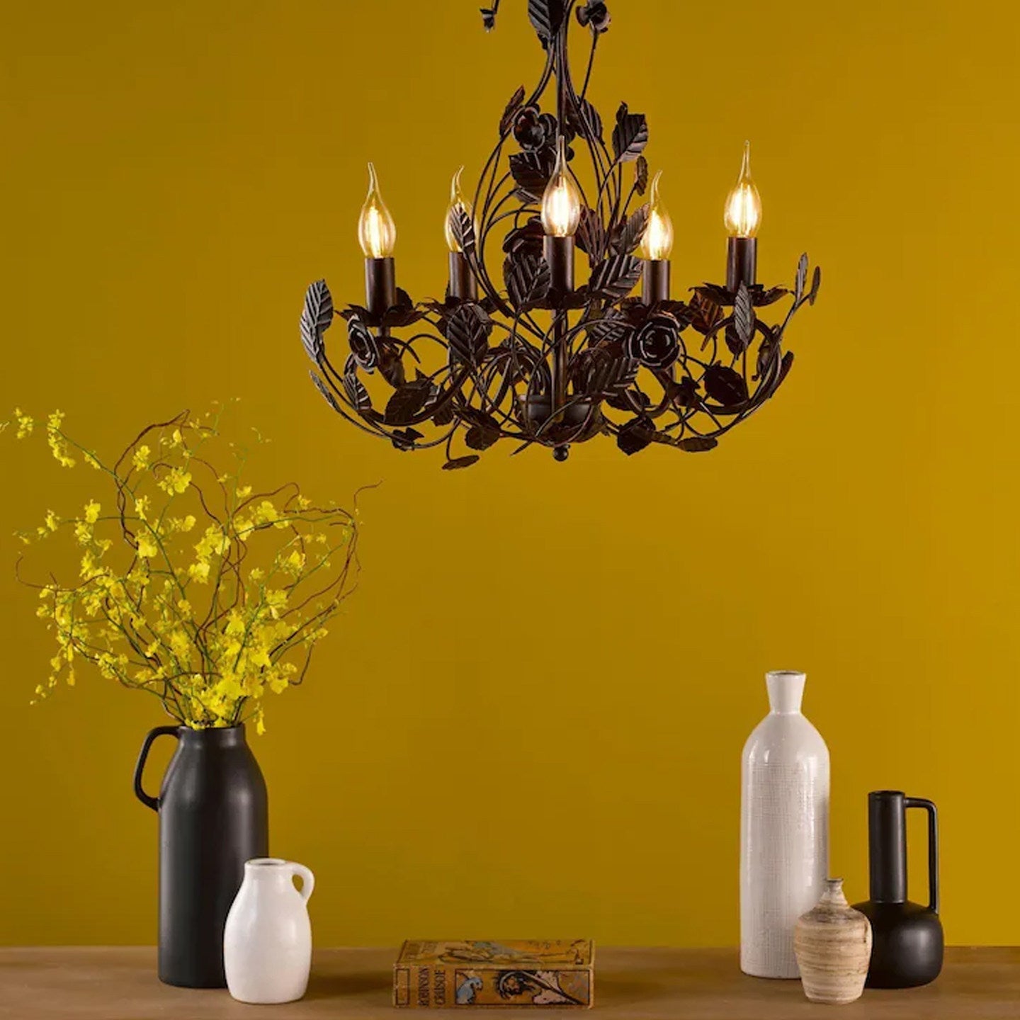Rosaio Wrought Iron Chandelier-Neutral Decor