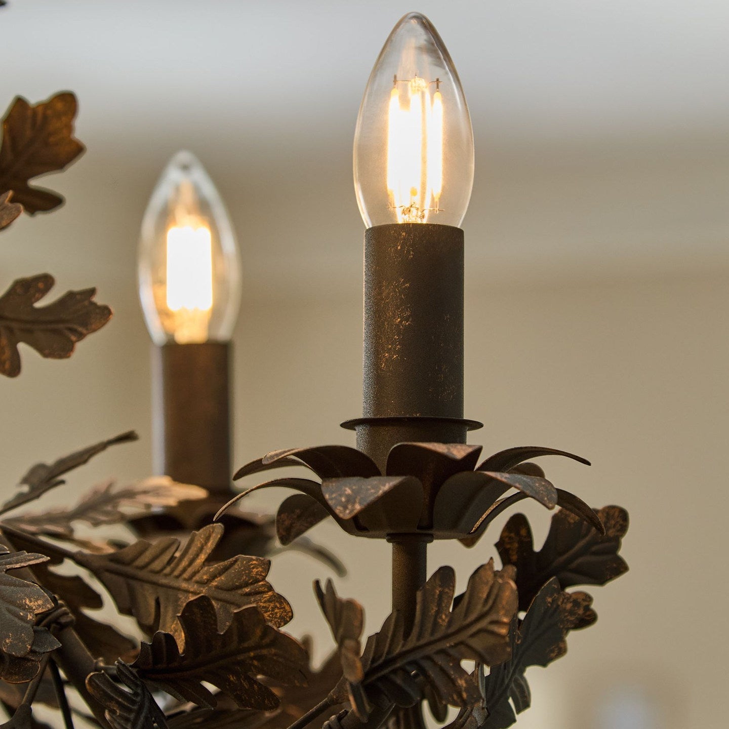 Thicket Oak Leaf Chandelier-Neutral Decor