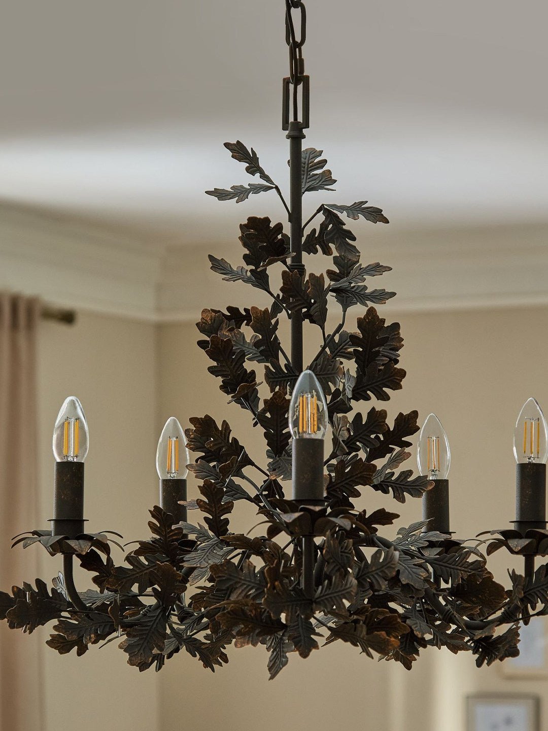 Thicket Oak Leaf Chandelier-Neutral Decor