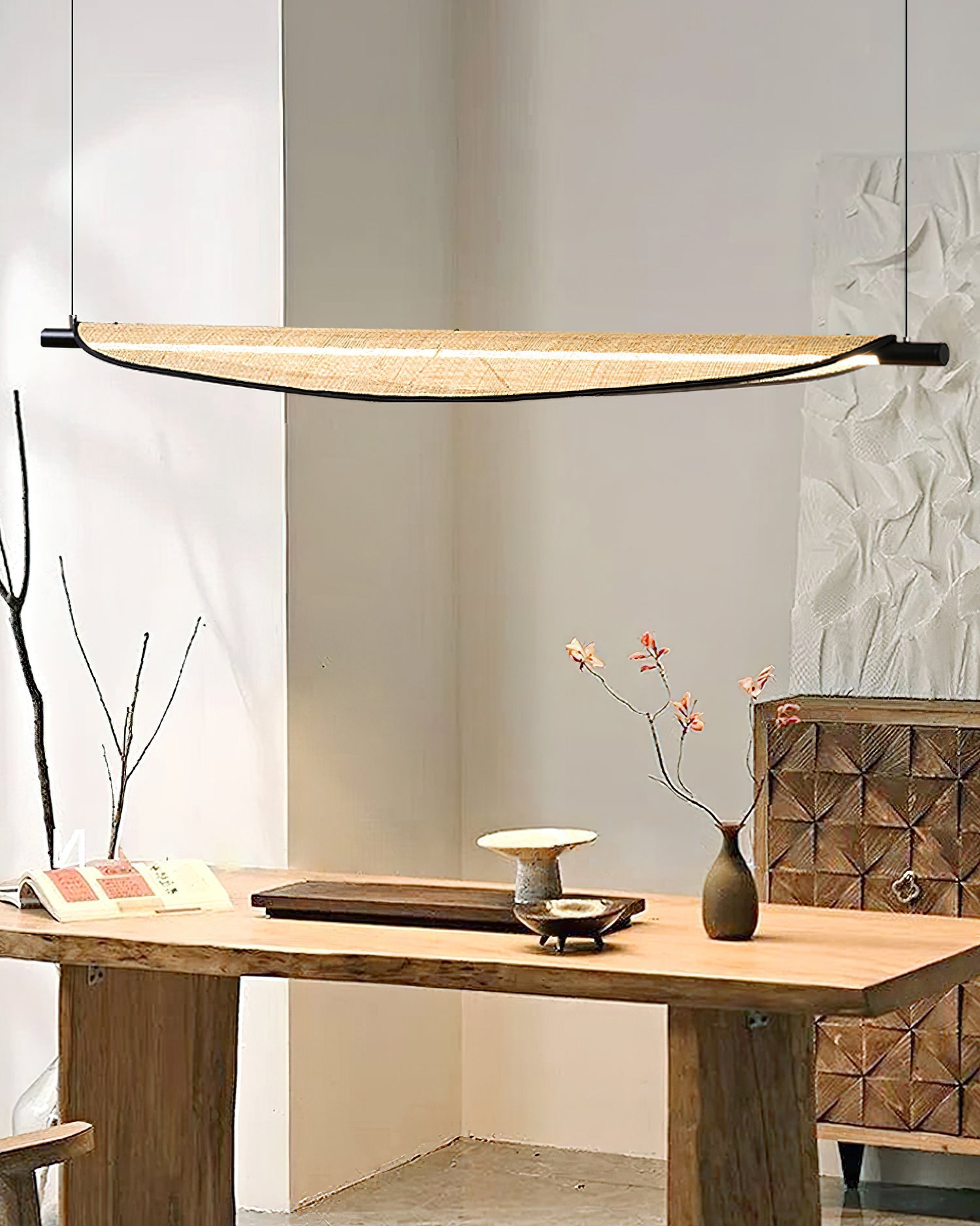 The Thula chandelier providing ambient light in a contemporary kitchen.