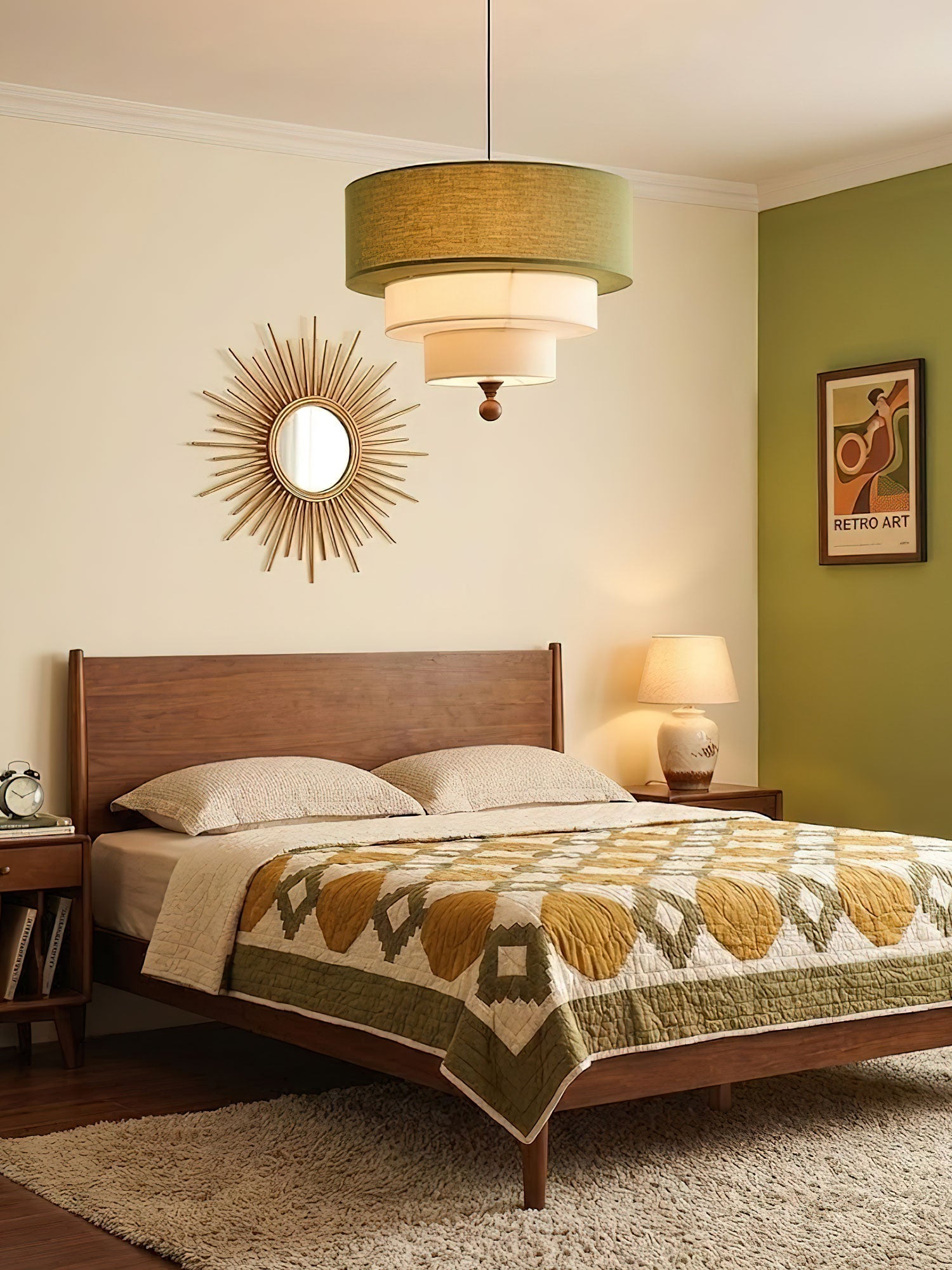 Tiered Fabric Pendant Light-Neutral Decor