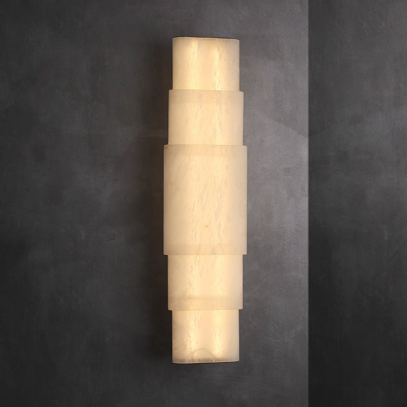Tiered Alabaster Column Sconce-Neutral Decor