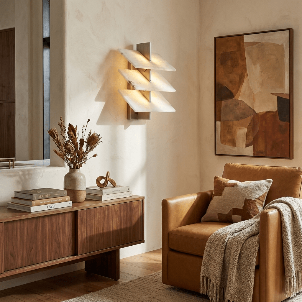 Tiered Alabaster Wall Sconce-Neutral Decor
