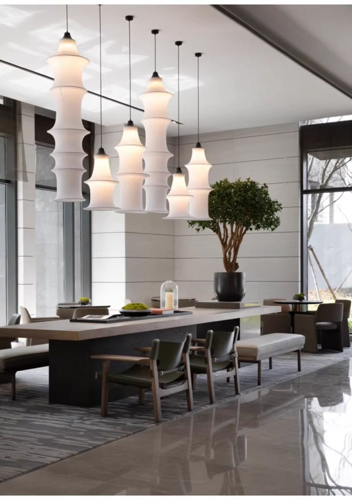 Tiered Column Pendant Light-Neutral Decor