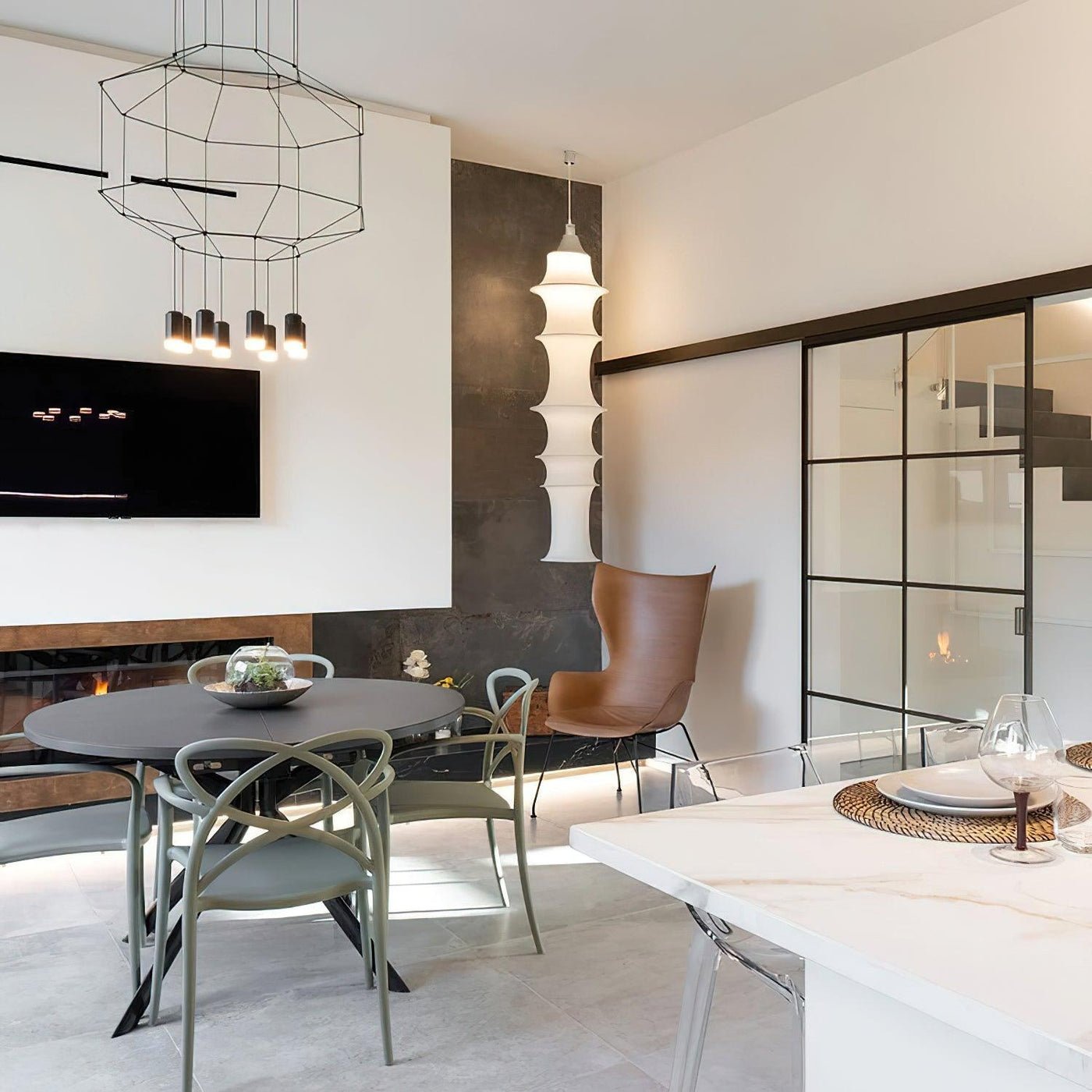 Tiered Column Pendant Light-Neutral Decor