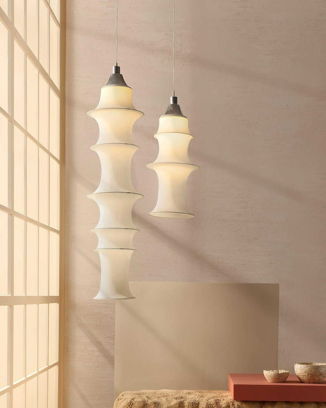 Tiered Column Pendant Light-Neutral Decor