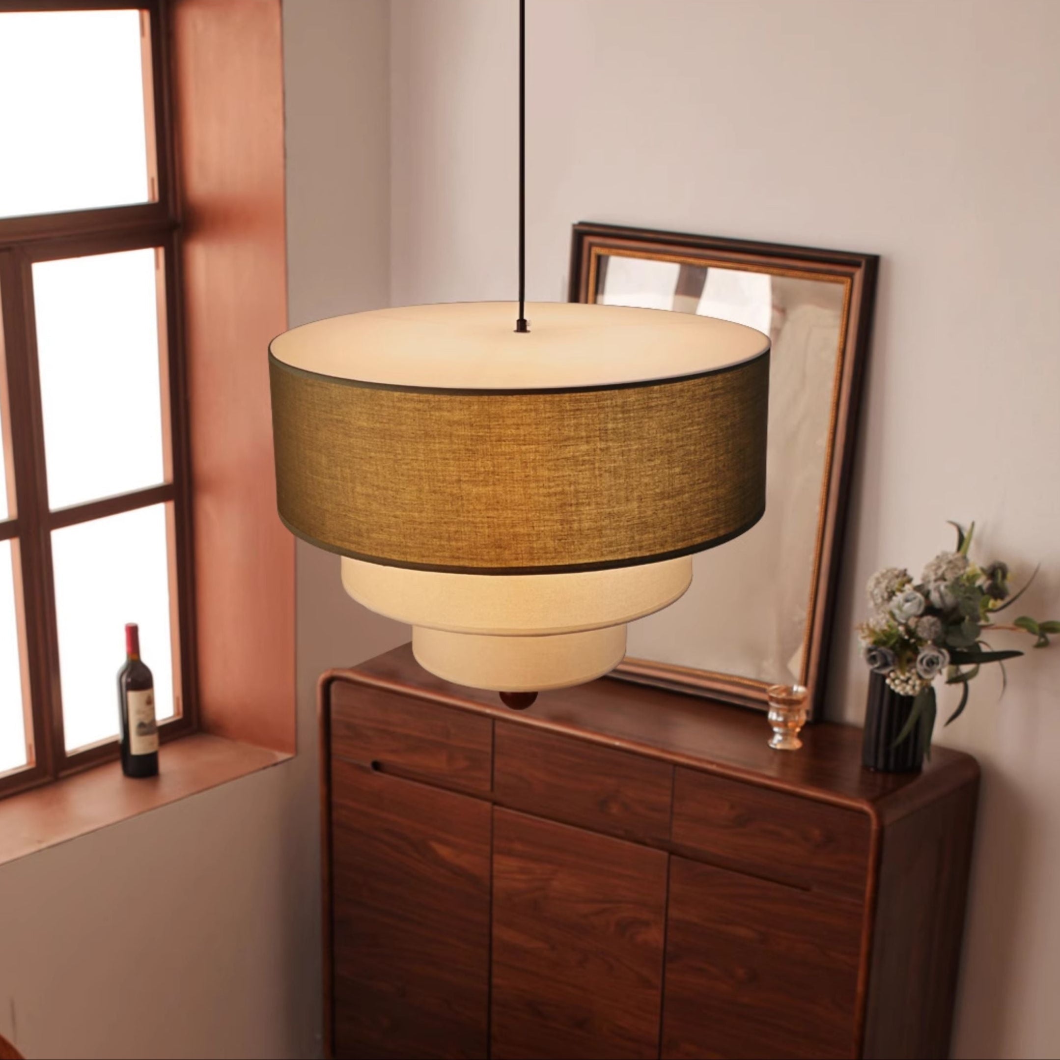 Tiered Fabric Pendant Light-Neutral Decor