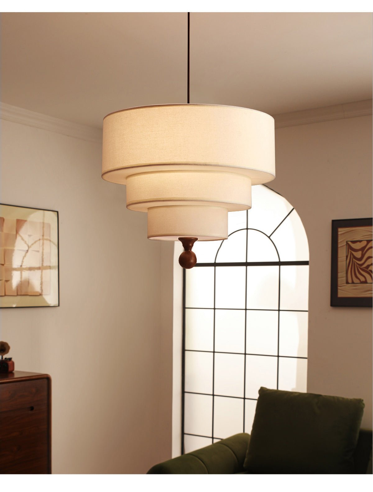 Tiered Fabric Pendant Light-Neutral Decor