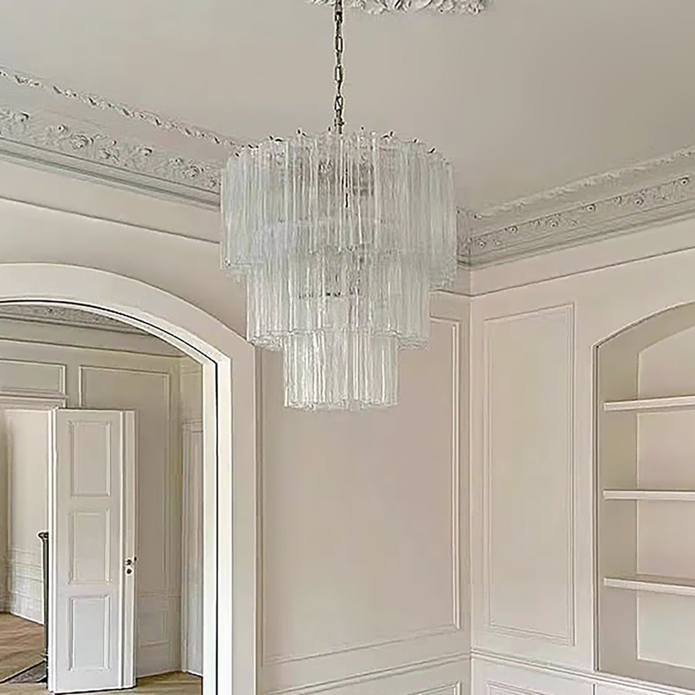 Aurora Chandelier Tiered Murano Glass Tube Waterfall Luxury-Neutral Decor