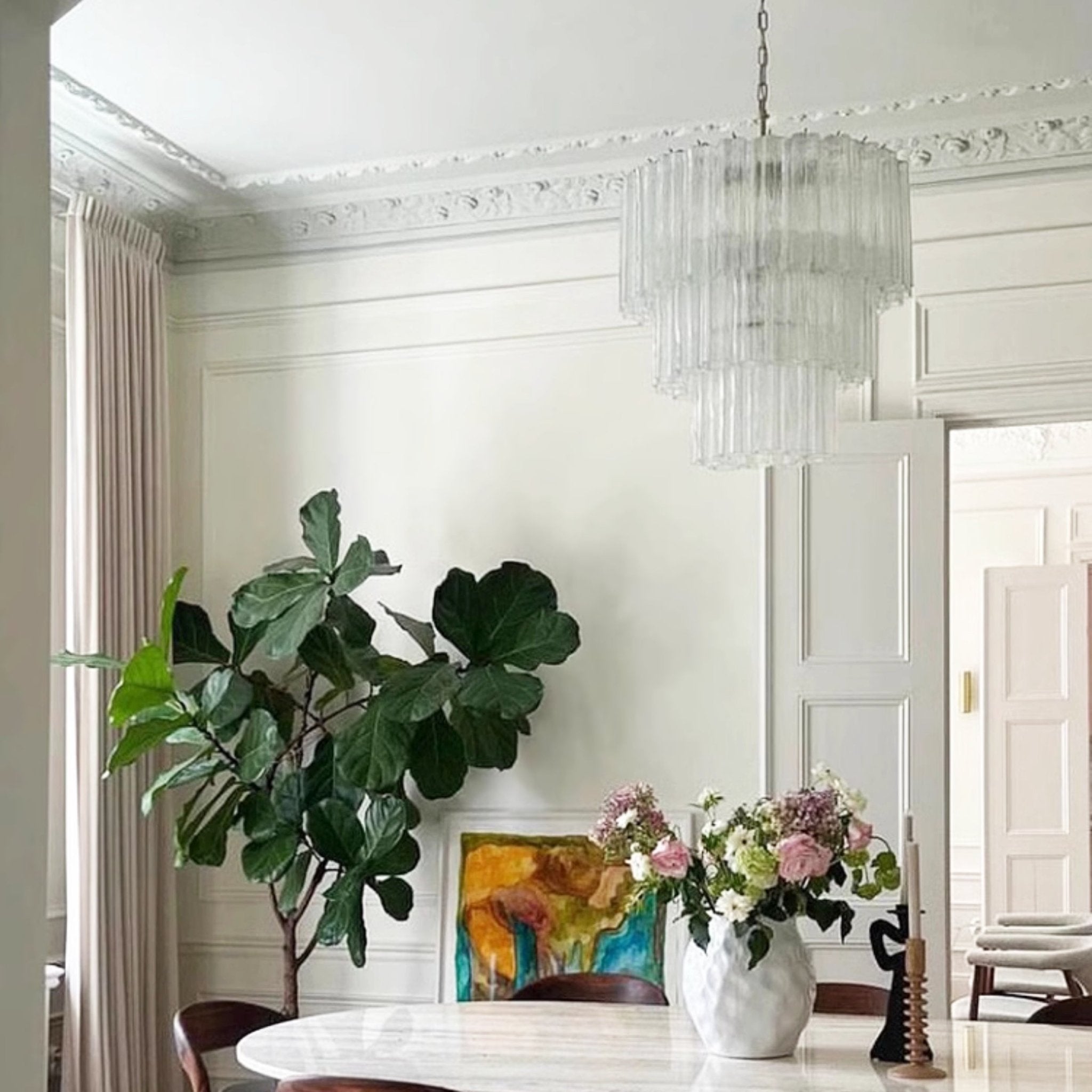Aurora Chandelier Tiered Murano Glass Tube Waterfall Luxury-Neutral Decor
