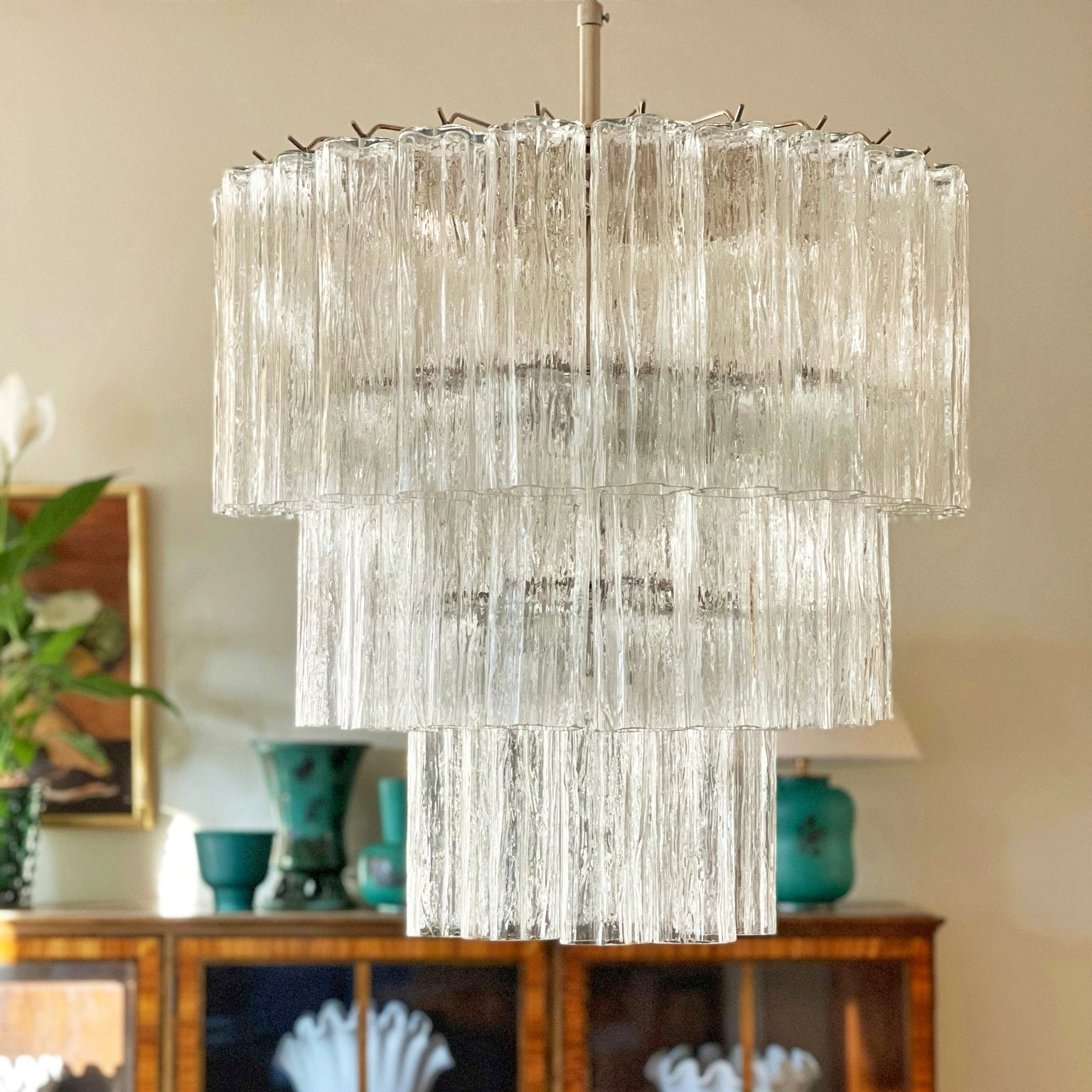 Aurora Chandelier Tiered Murano Glass Tube Waterfall Luxury-Neutral Decor