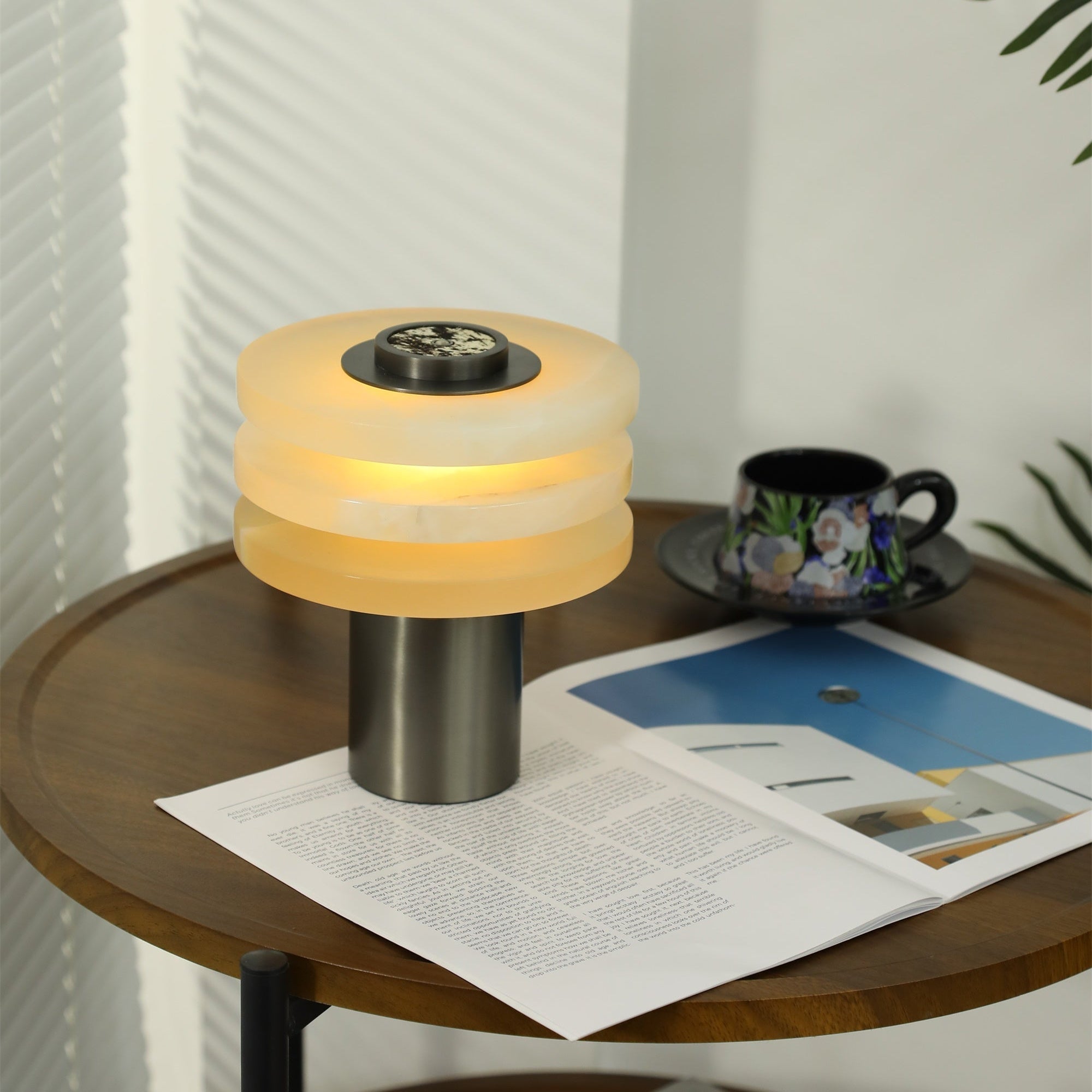 Pryt Obelisk Alabaster Table Lamp-Neutral Decor