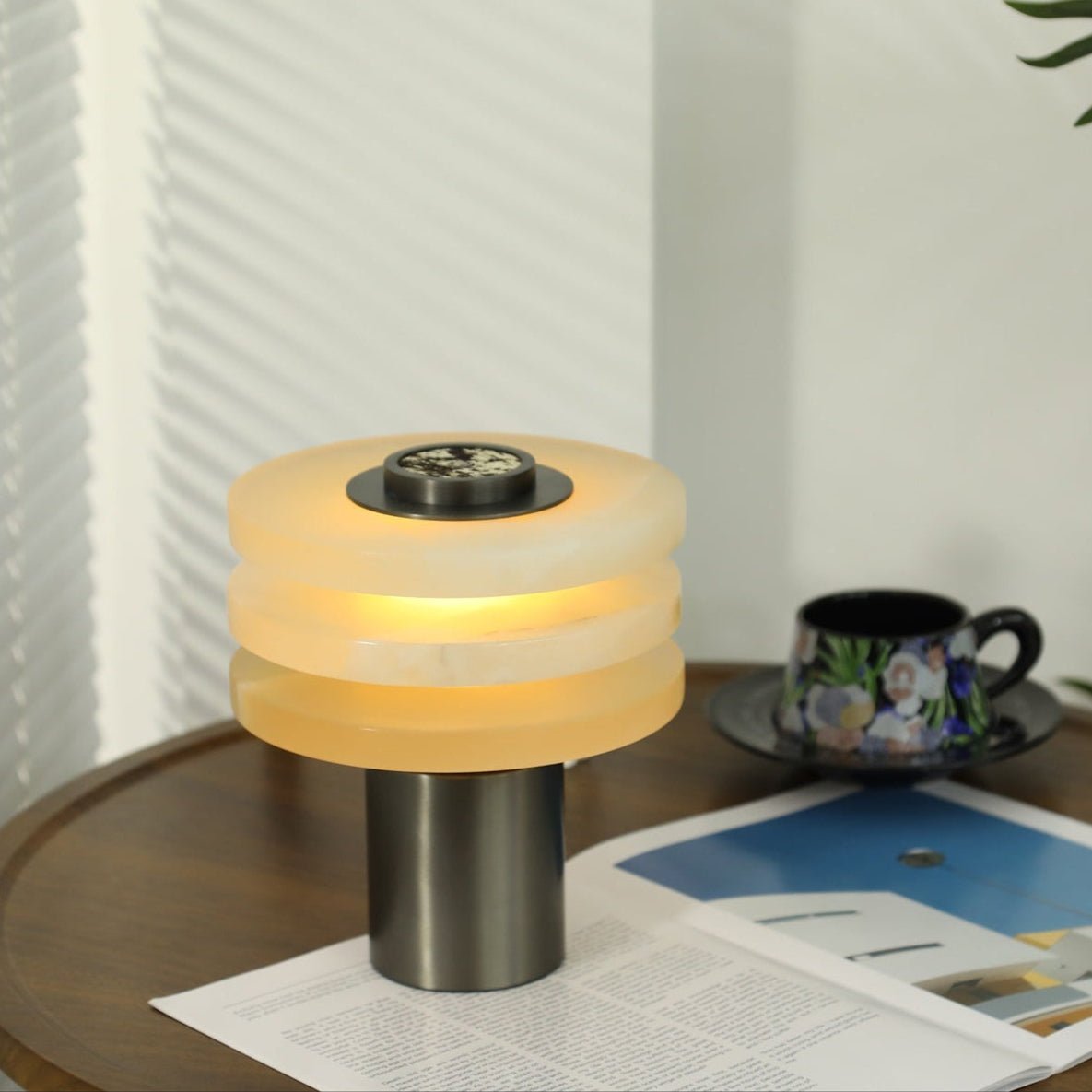Pryt Obelisk Alabaster Table Lamp-Neutral Decor