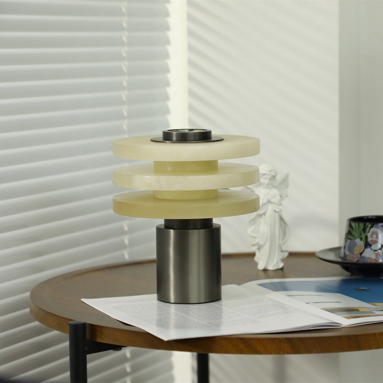 Pryt Obelisk Alabaster Table Lamp-Neutral Decor