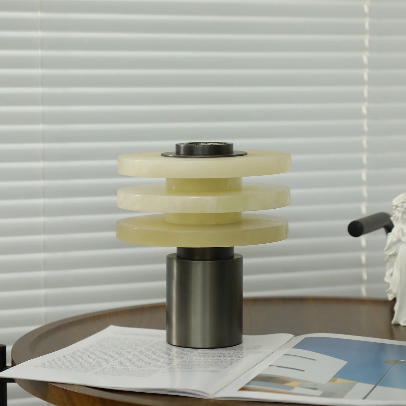 Pryt Obelisk Alabaster Table Lamp-Neutral Decor