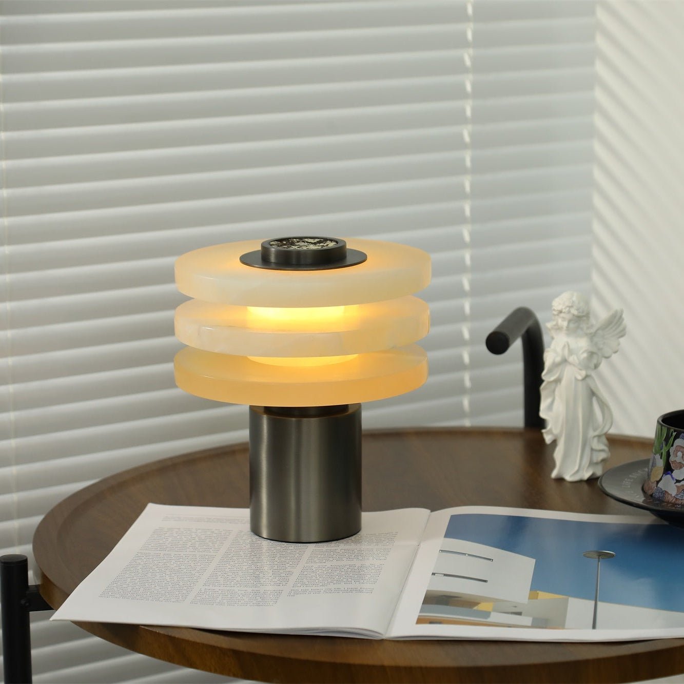 Pryt Obelisk Alabaster Table Lamp-Neutral Decor