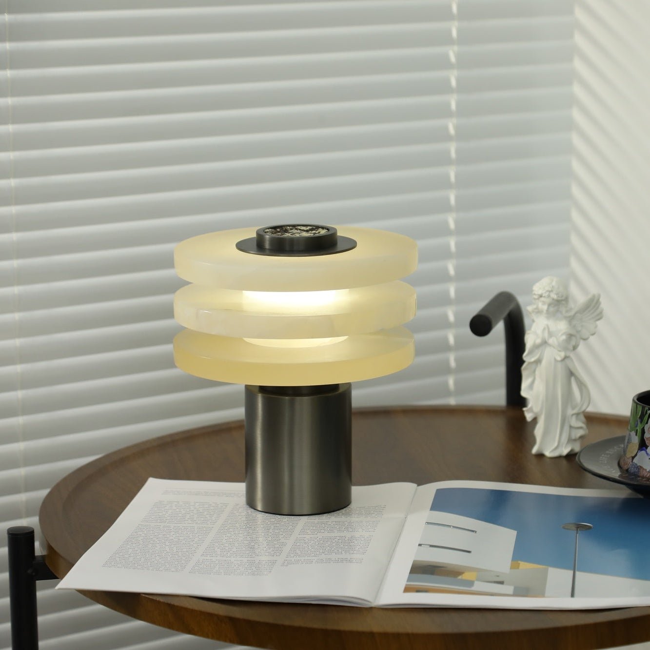 Pryt Obelisk Alabaster Table Lamp-Neutral Decor