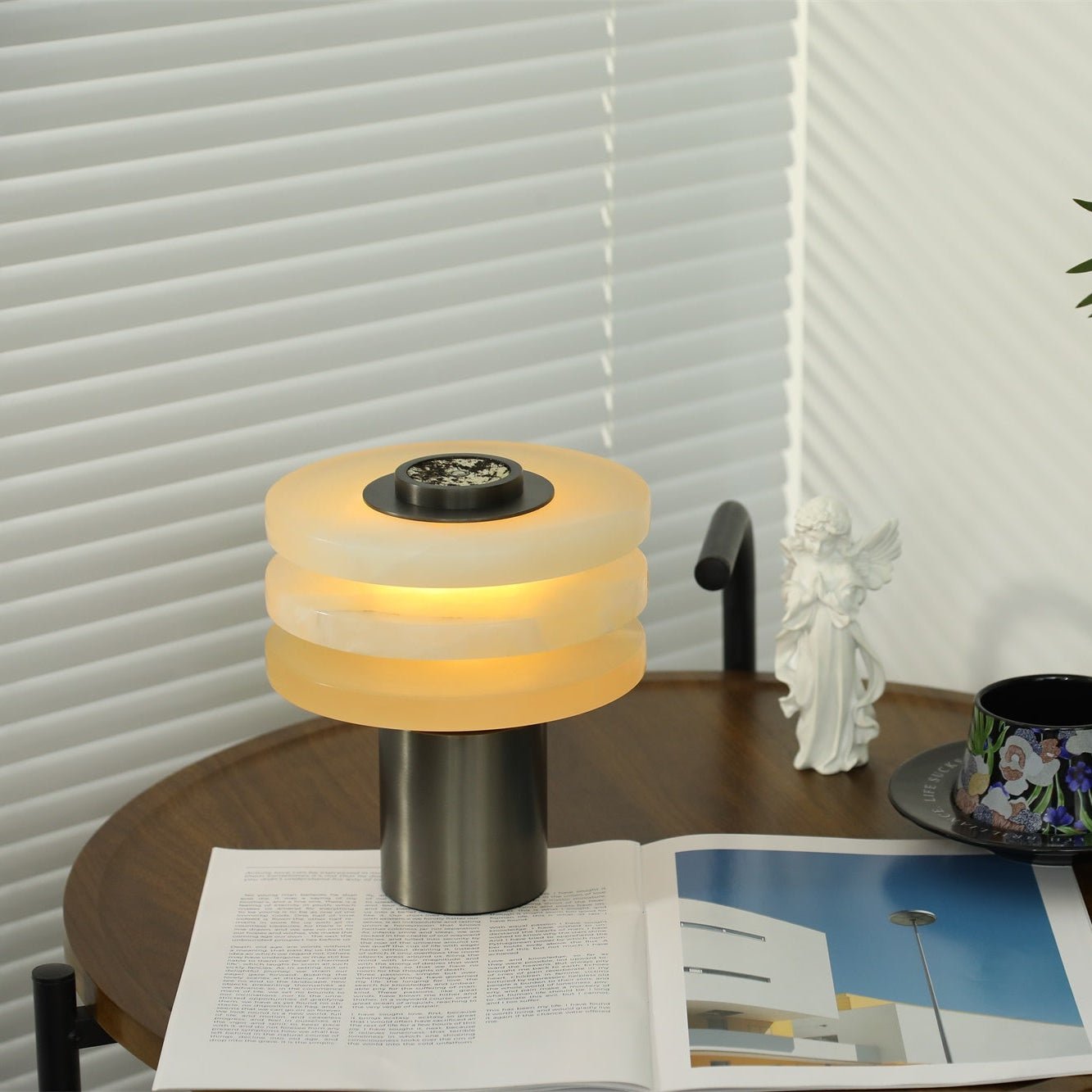 Pryt Obelisk Alabaster Table Lamp-Neutral Decor