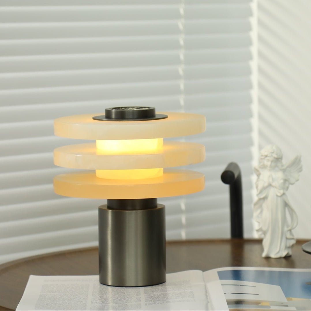 Pryt Obelisk Alabaster Table Lamp-Neutral Decor