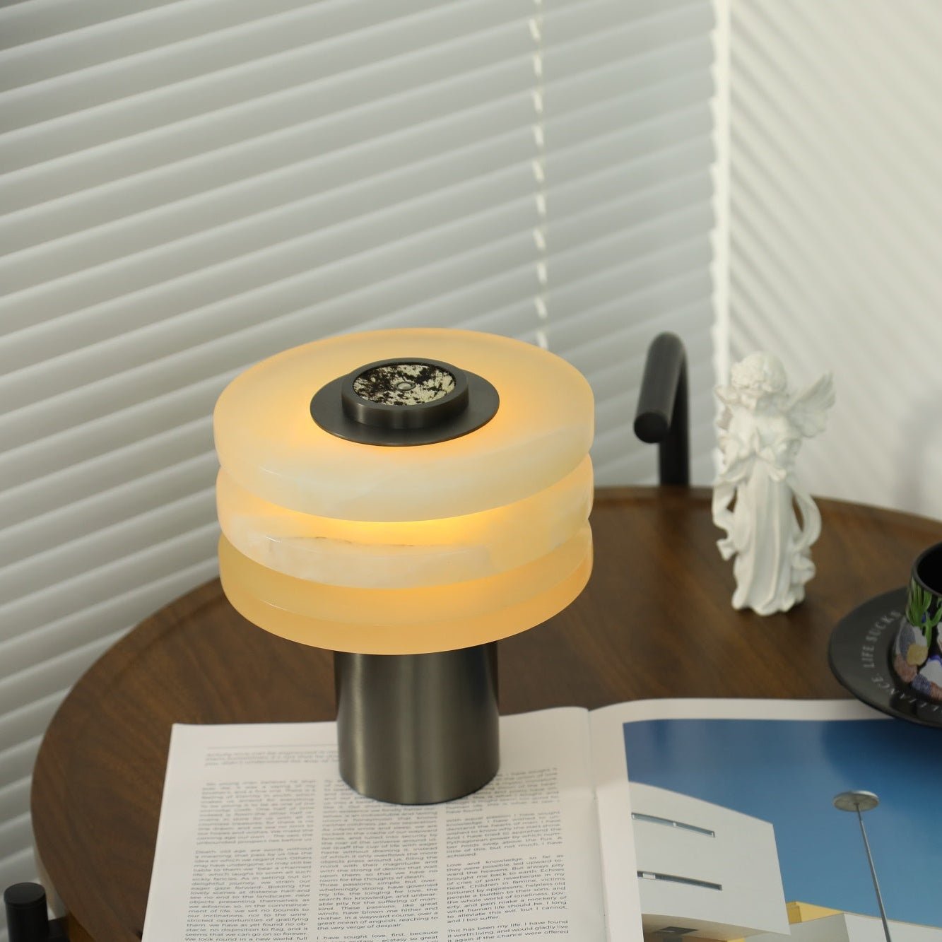 Pryt Obelisk Alabaster Table Lamp-Neutral Decor