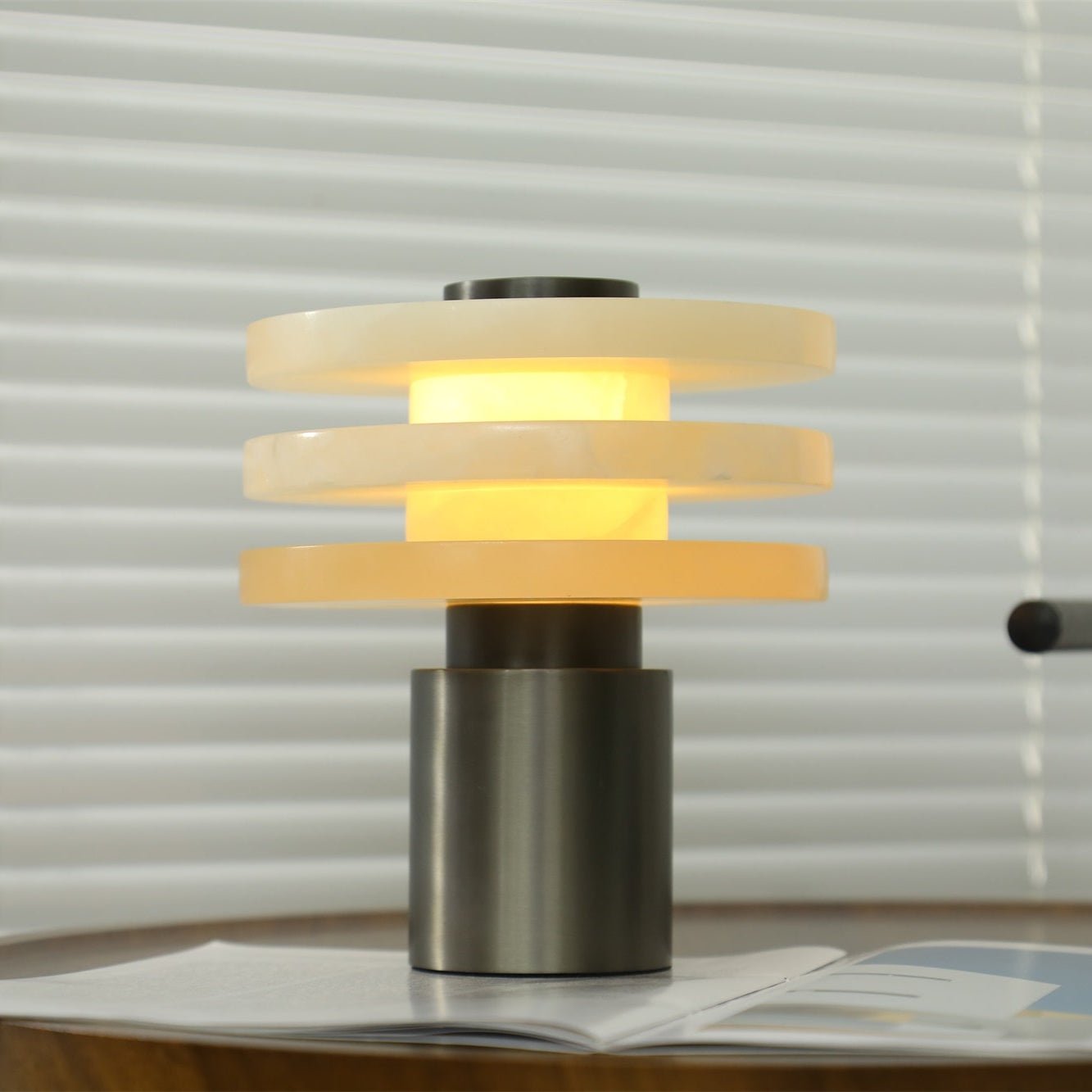 Pryt Obelisk Alabaster Table Lamp-Neutral Decor