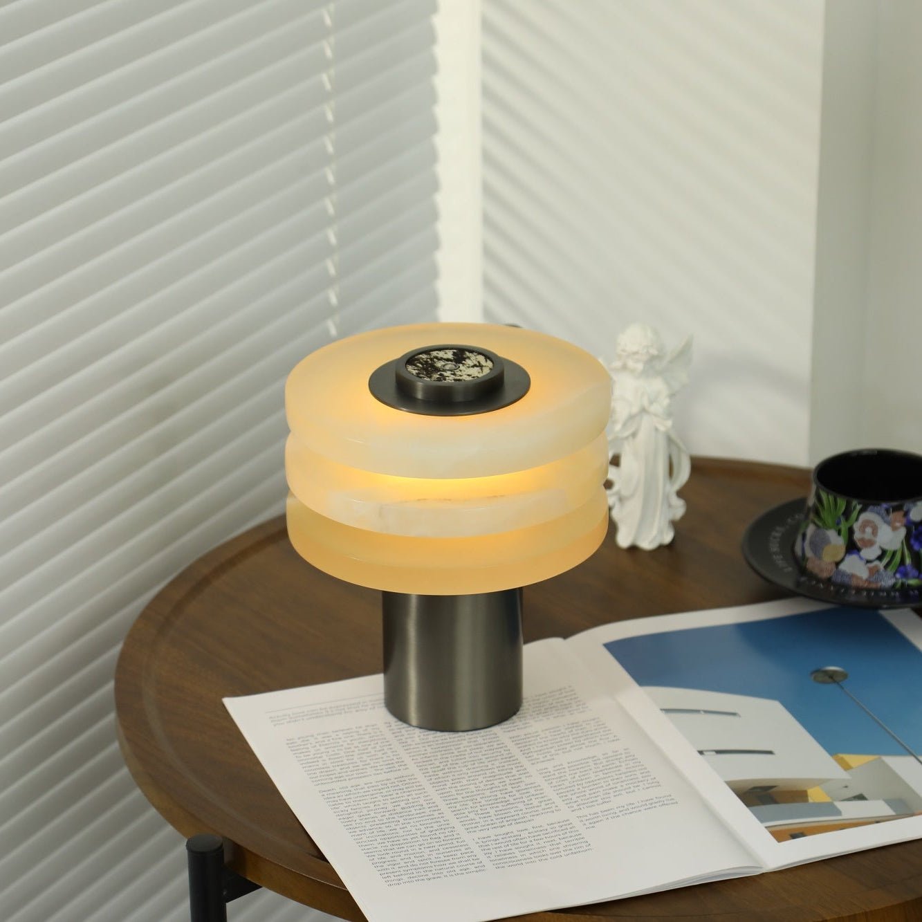 Pryt Obelisk Alabaster Table Lamp-Neutral Decor