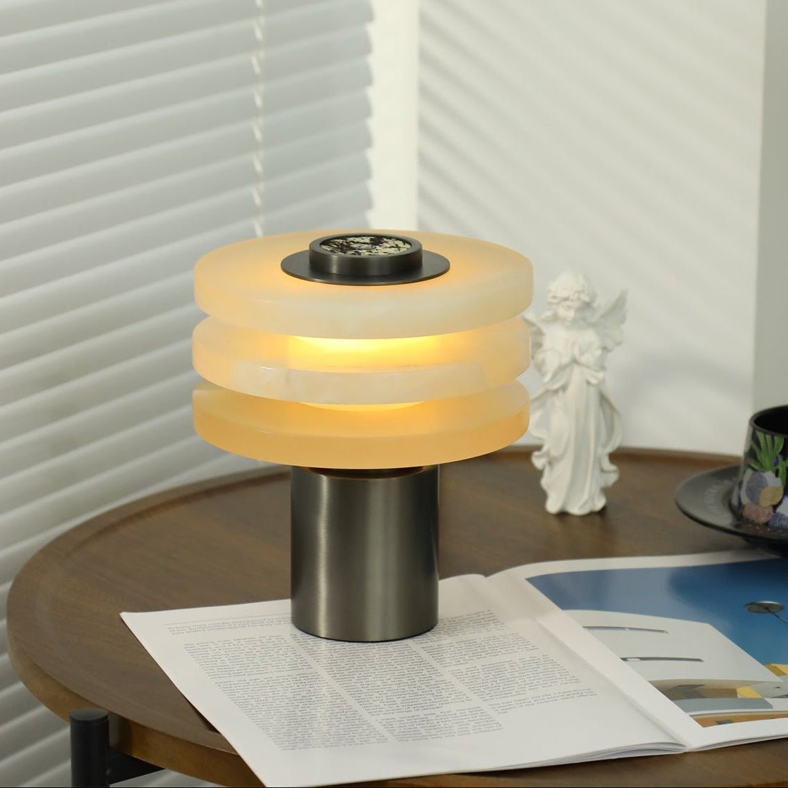 Pryt Obelisk Alabaster Table Lamp-Neutral Decor