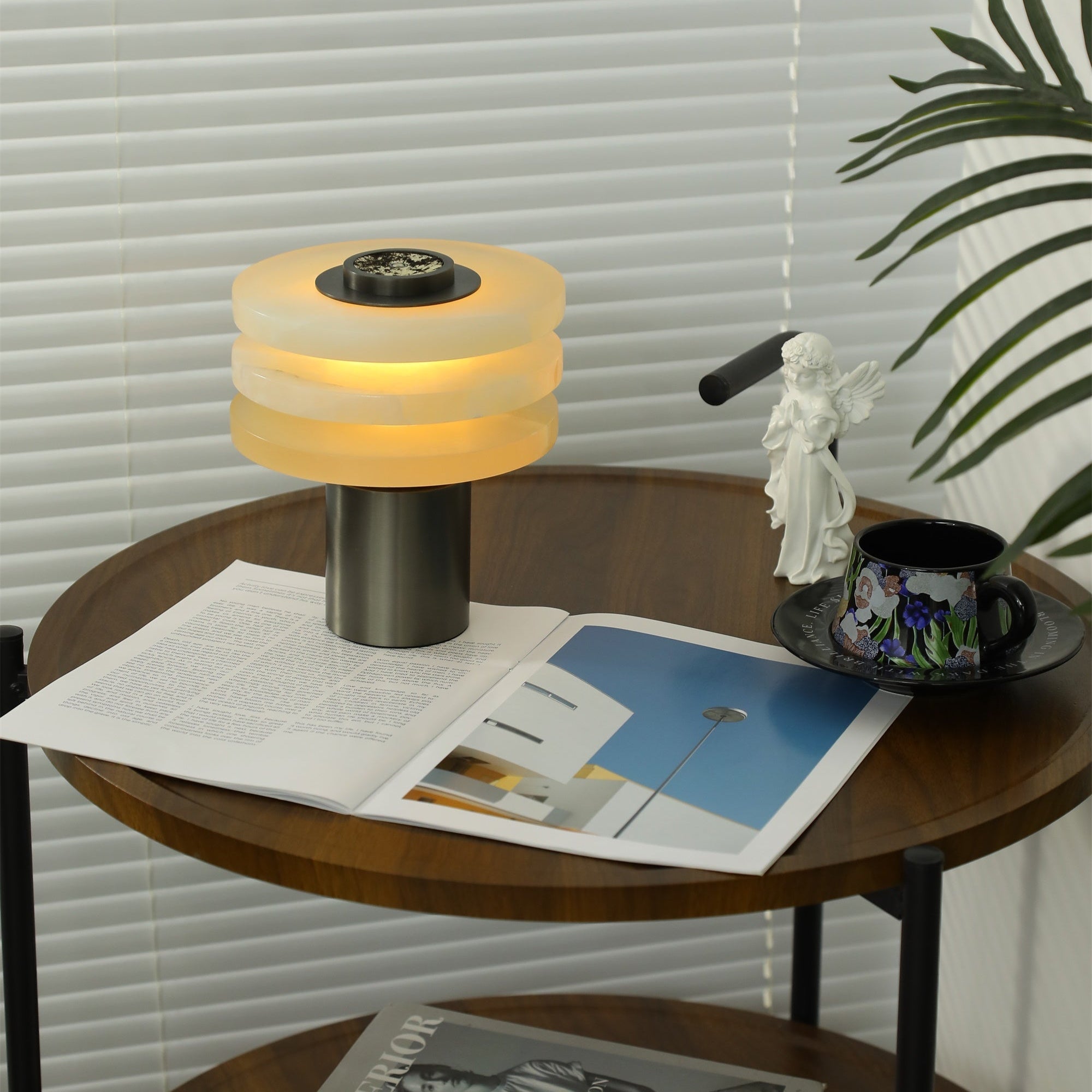 Pryt Obelisk Alabaster Table Lamp-Neutral Decor