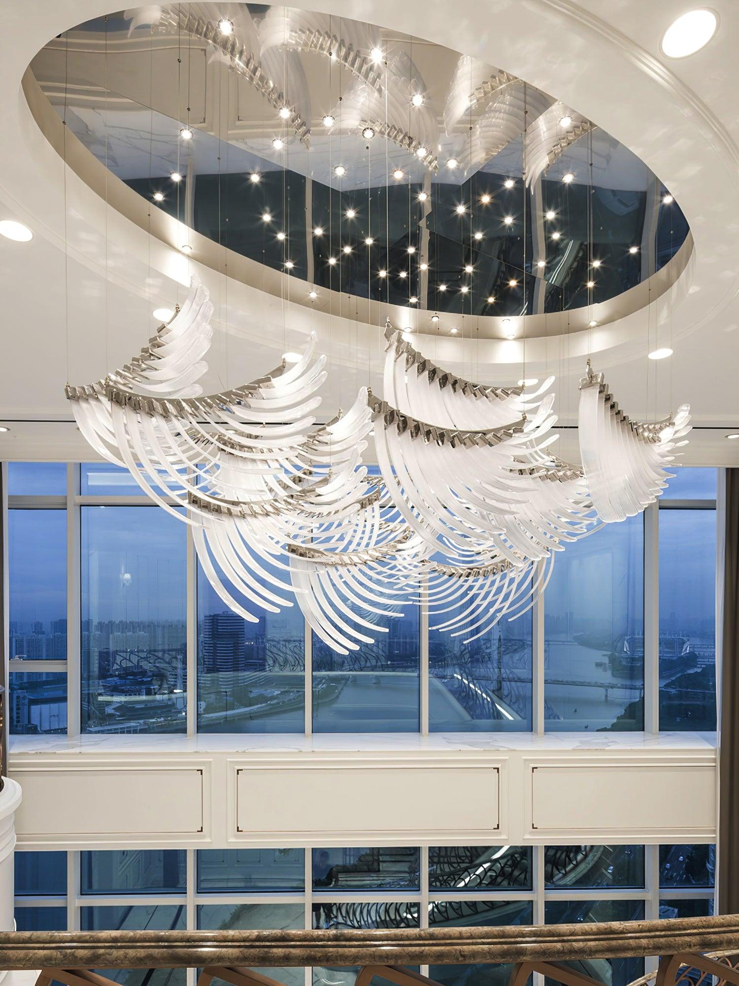 Tiered Postmodern Luxury Palmette Chandelier-Neutral Decor