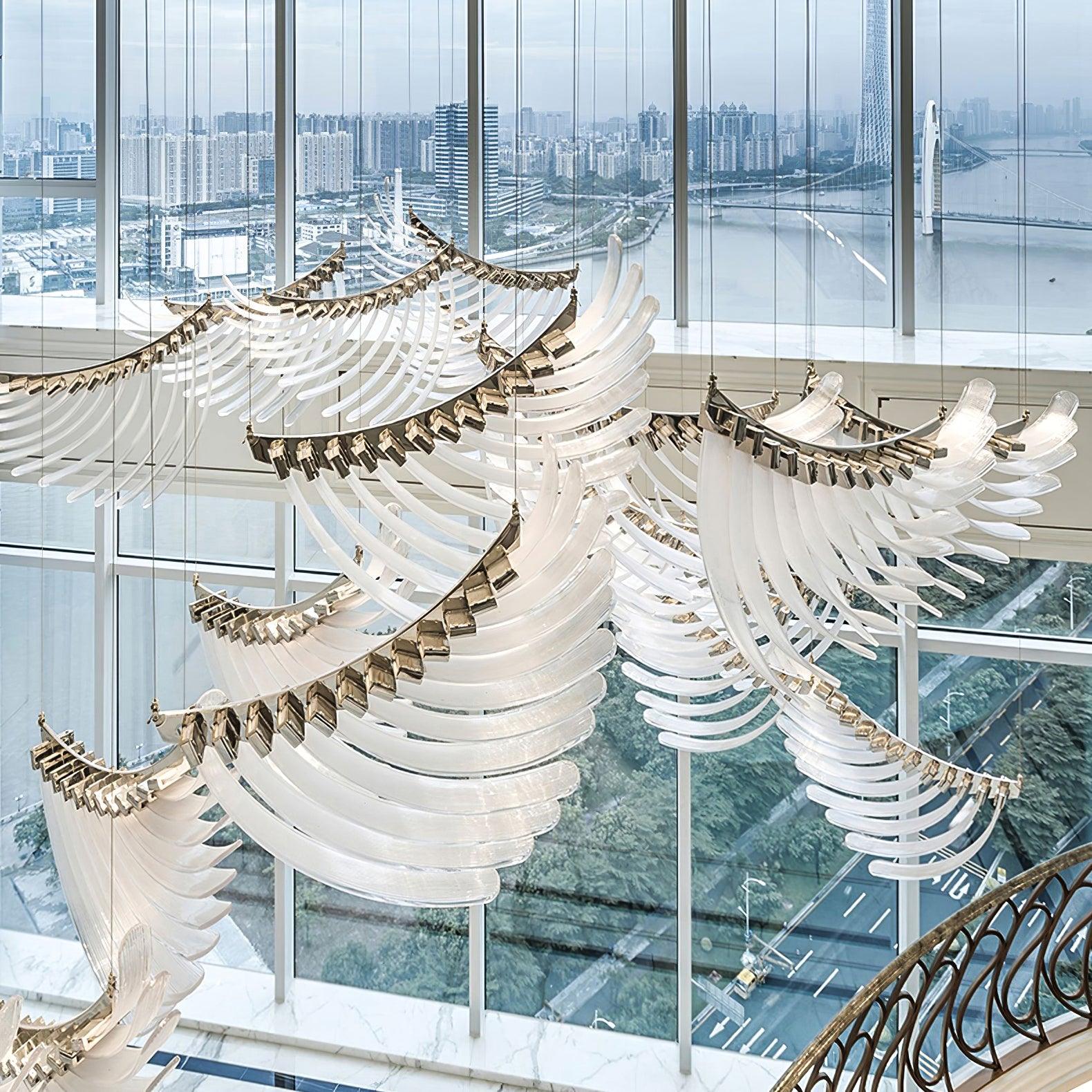 Tiered Postmodern Luxury Palmette Chandelier-Neutral Decor