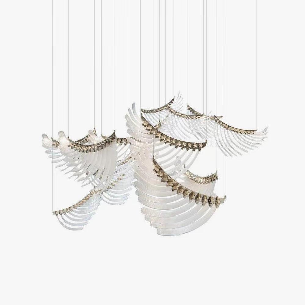 Tiered Postmodern Luxury Palmette Chandelier-Neutral Decor