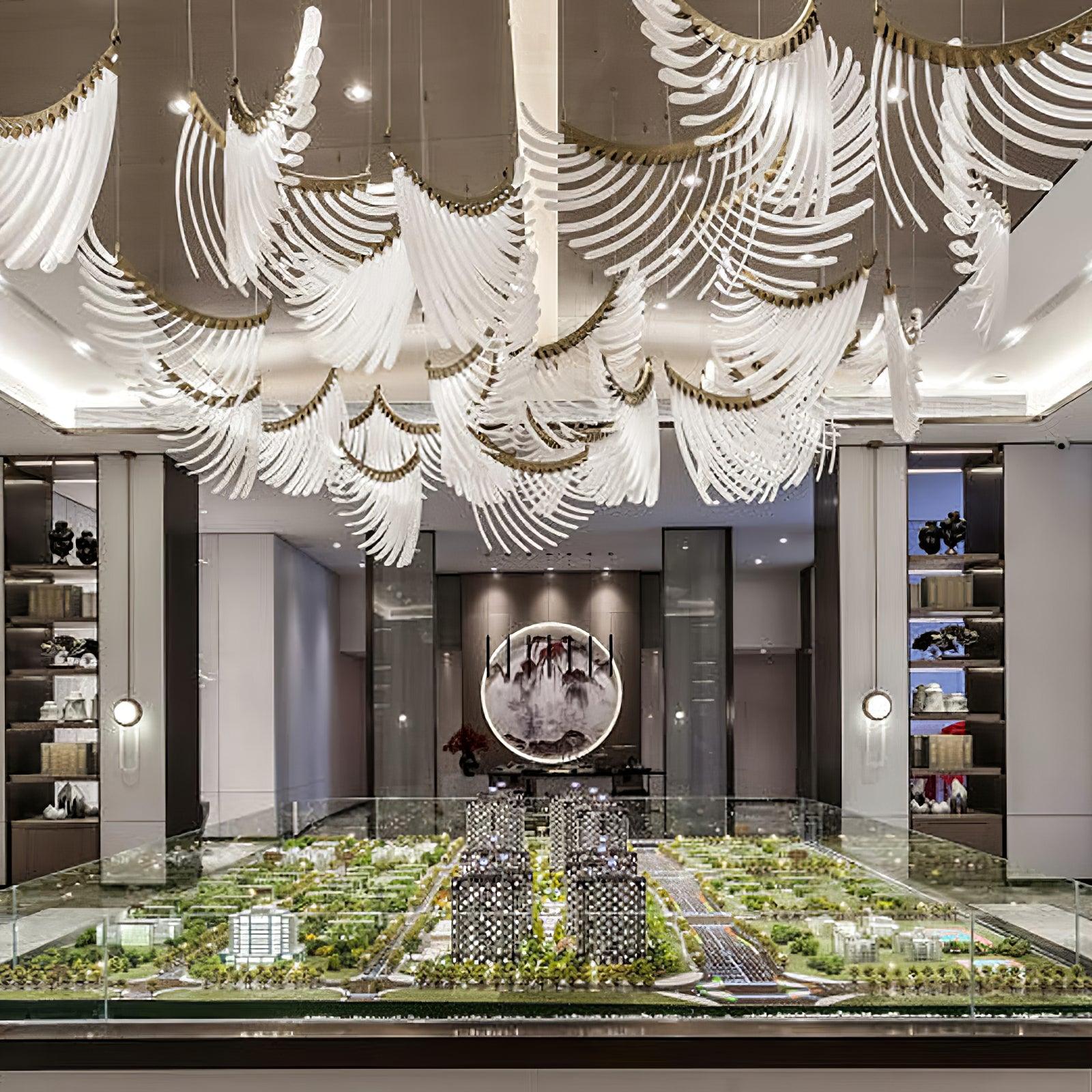 Tiered Postmodern Luxury Palmette Chandelier-Neutral Decor