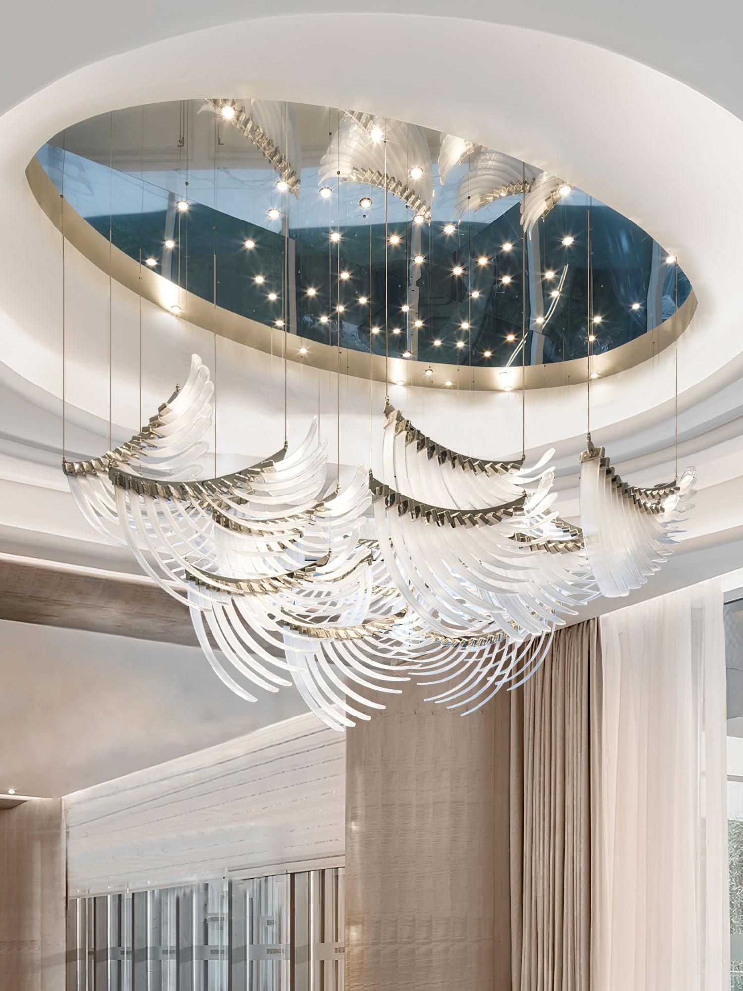 Tiered Postmodern Luxury Palmette Chandelier-Neutral Decor