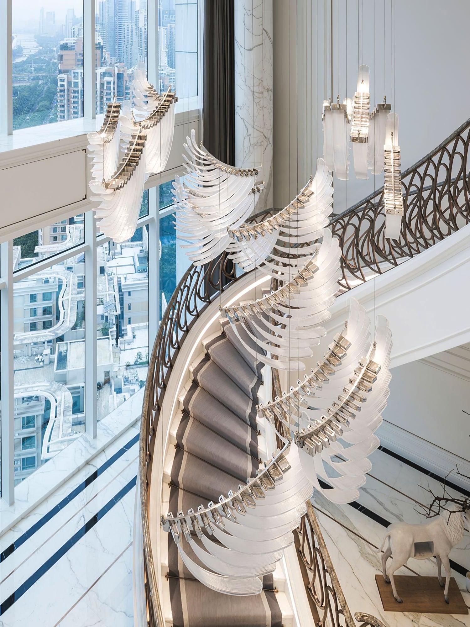 Tiered Postmodern Luxury Palmette Chandelier-Neutral Decor