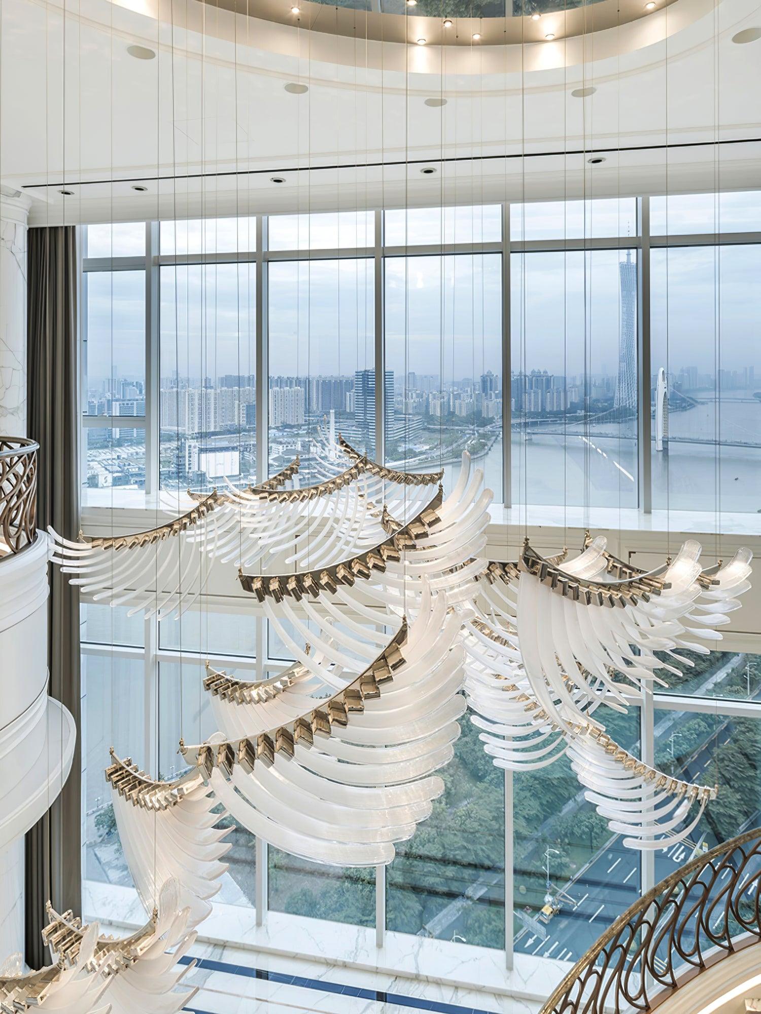 Tiered Postmodern Luxury Palmette Chandelier-Neutral Decor