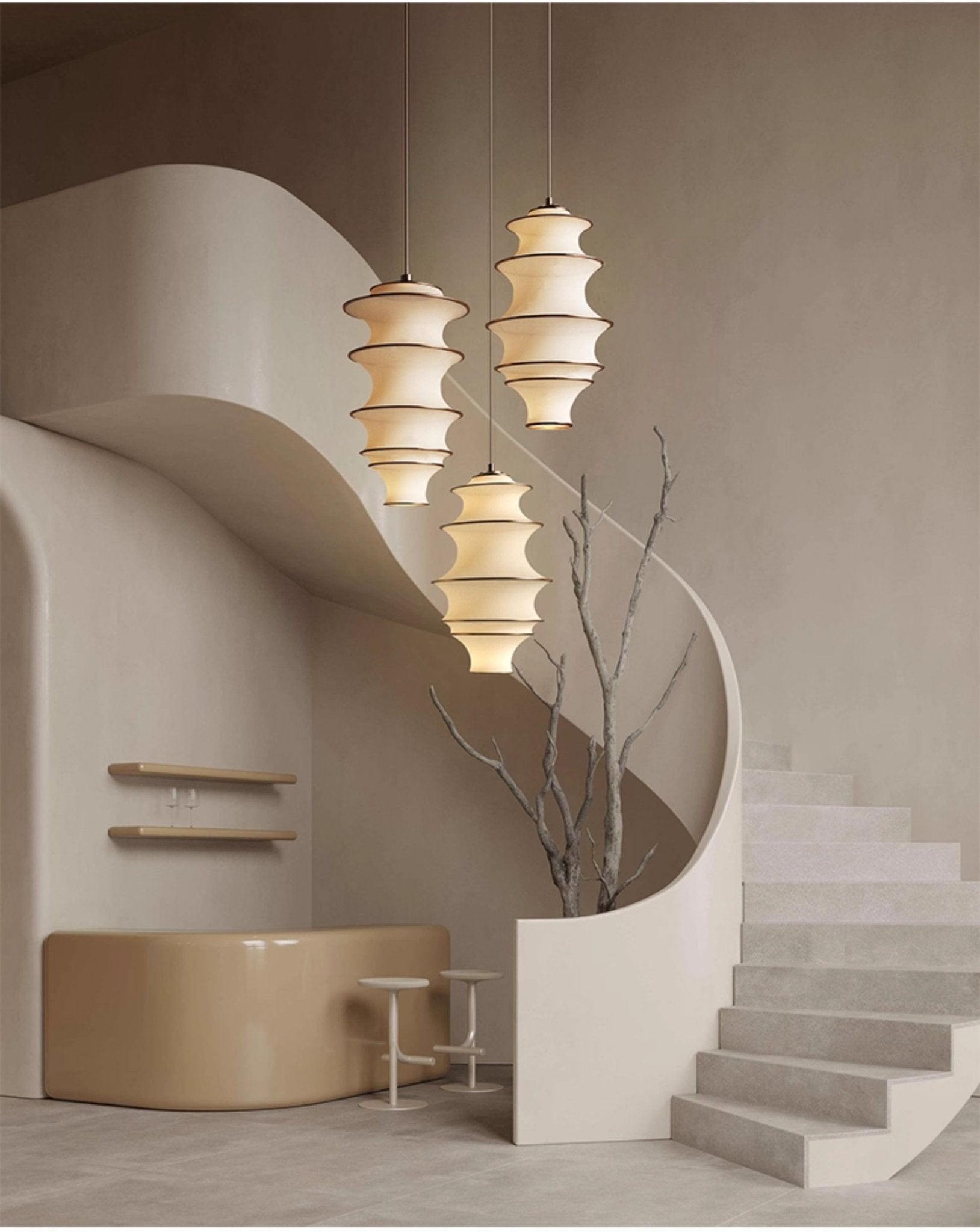 Tiered Wave Pendant Light-Neutral Decor