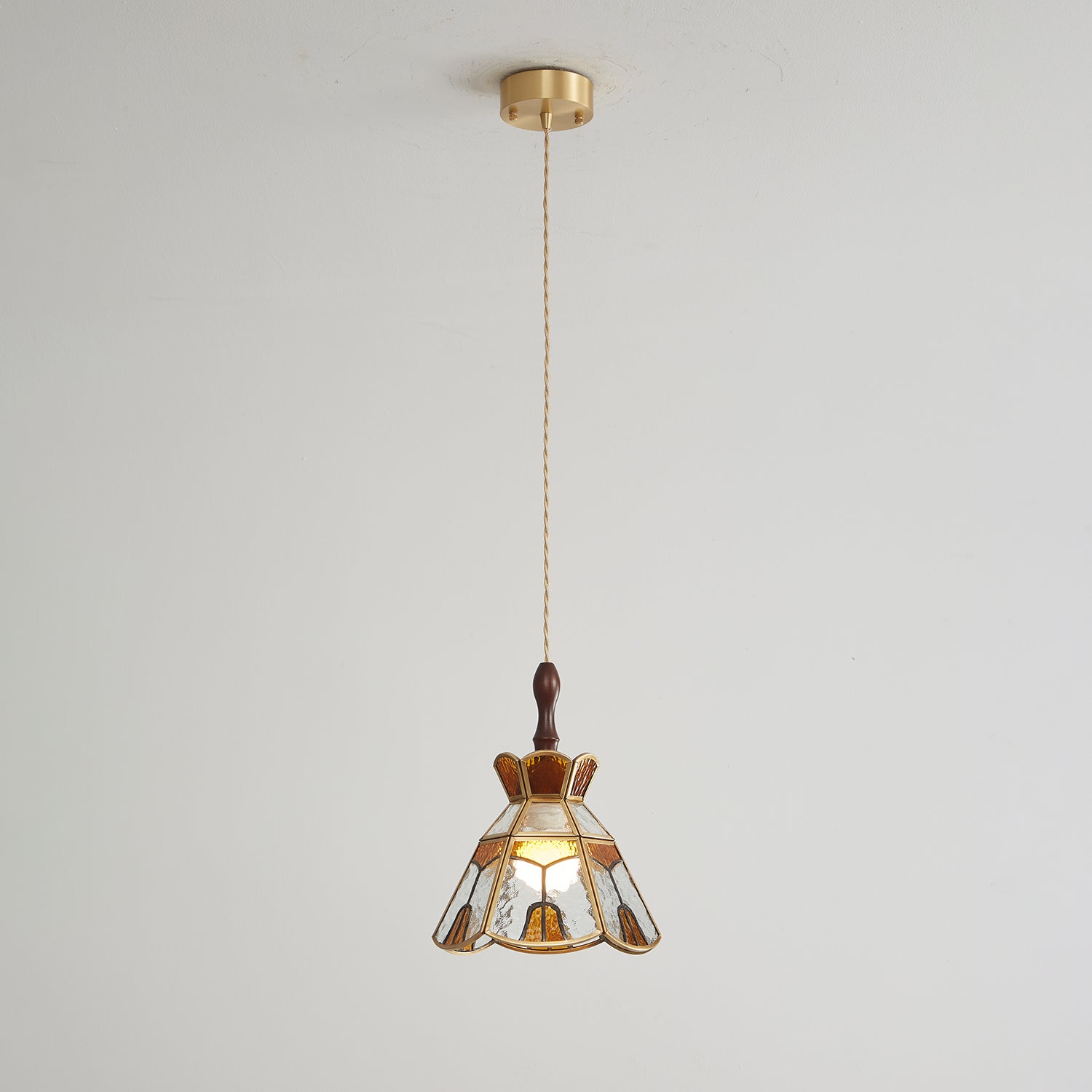 Creshen Wood & Glass Vintage Pendant Lamp-Neutral Decor