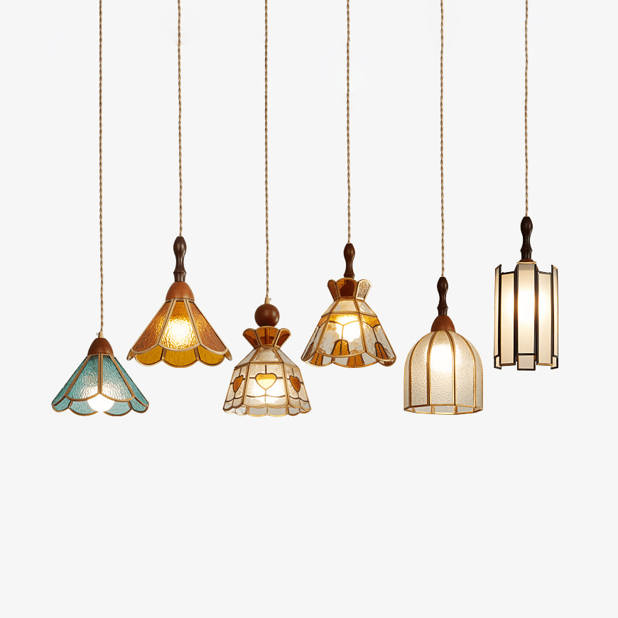 Creshen Wood & Glass Vintage Pendant Lamp-Neutral Decor