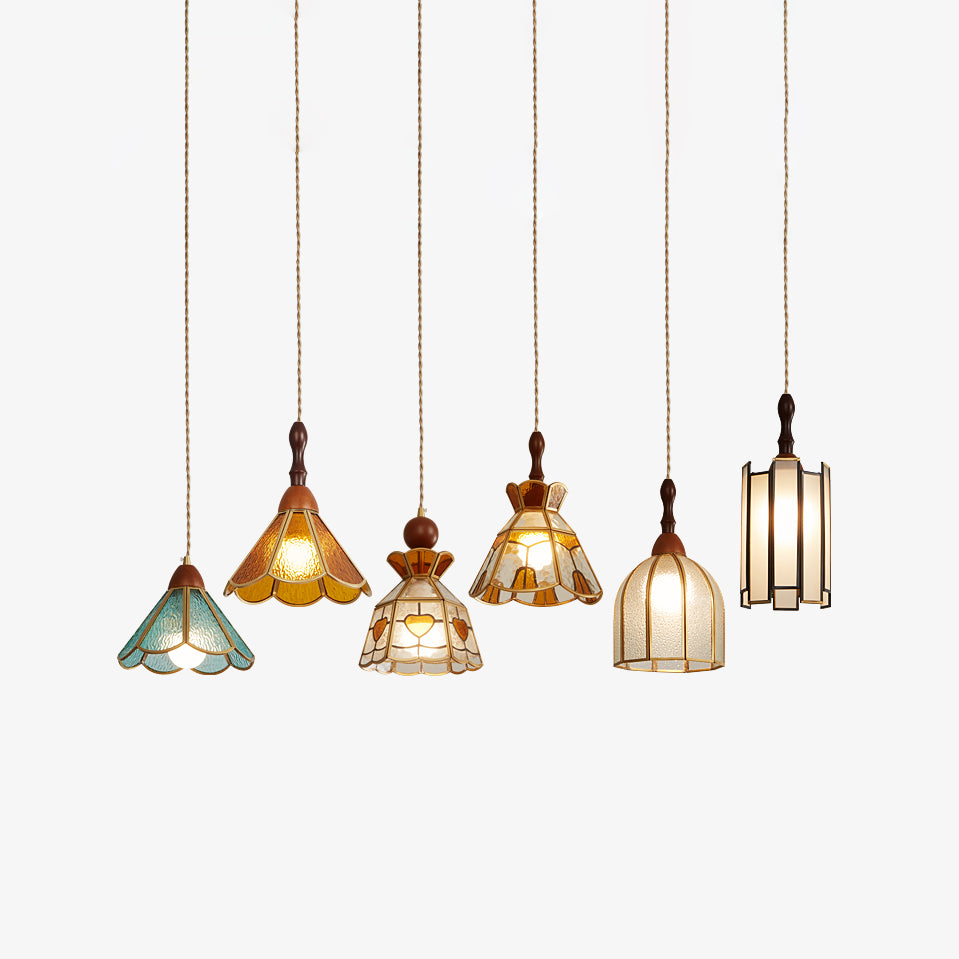 Creshen Wood & Glass Vintage Pendant Lamp-Neutral Decor