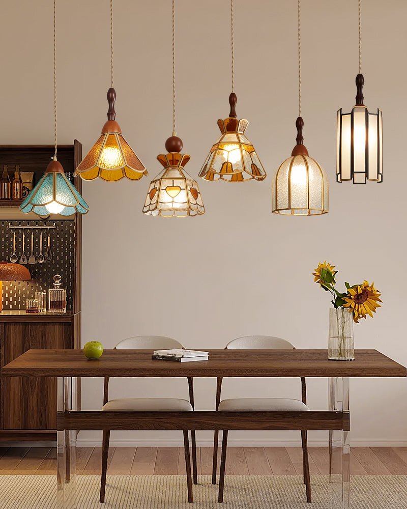 Creshen Wood & Glass Vintage Pendant Lamp-Neutral Decor