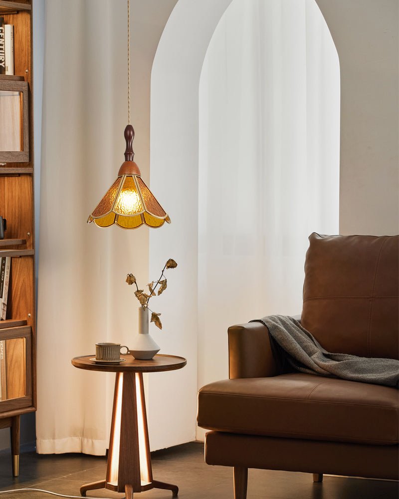Creshen Wood & Glass Vintage Pendant Lamp-Neutral Decor