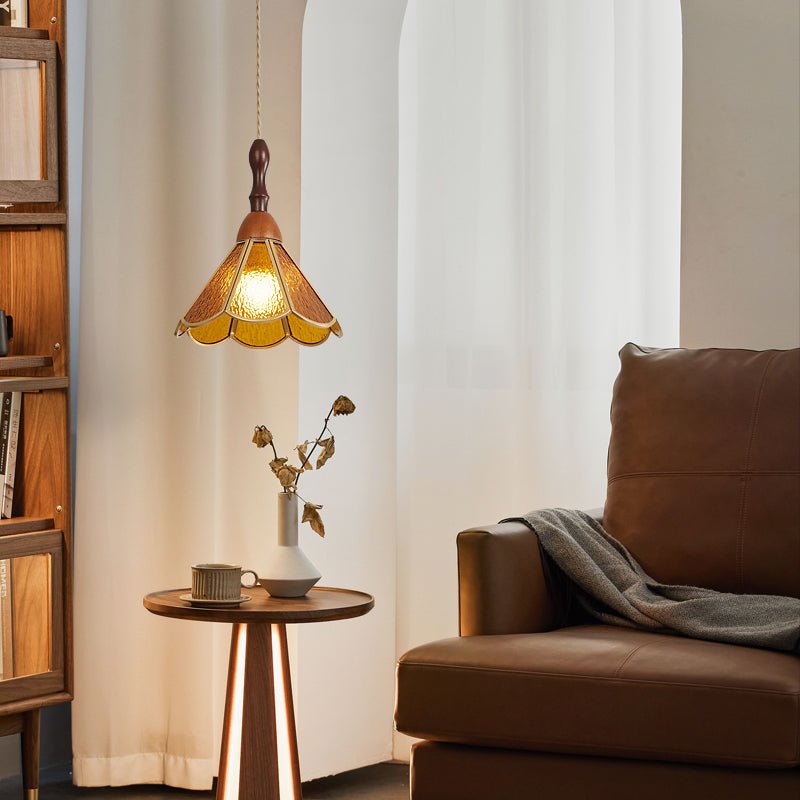 Creshen Wood & Glass Vintage Pendant Lamp-Neutral Decor