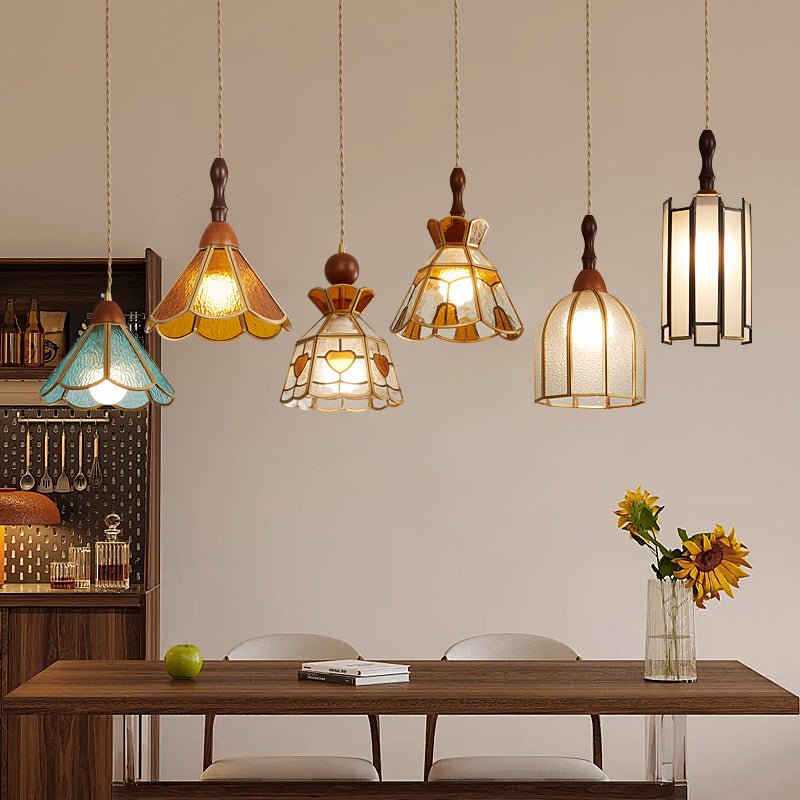 Creshen Wood & Glass Vintage Pendant Lamp-Neutral Decor