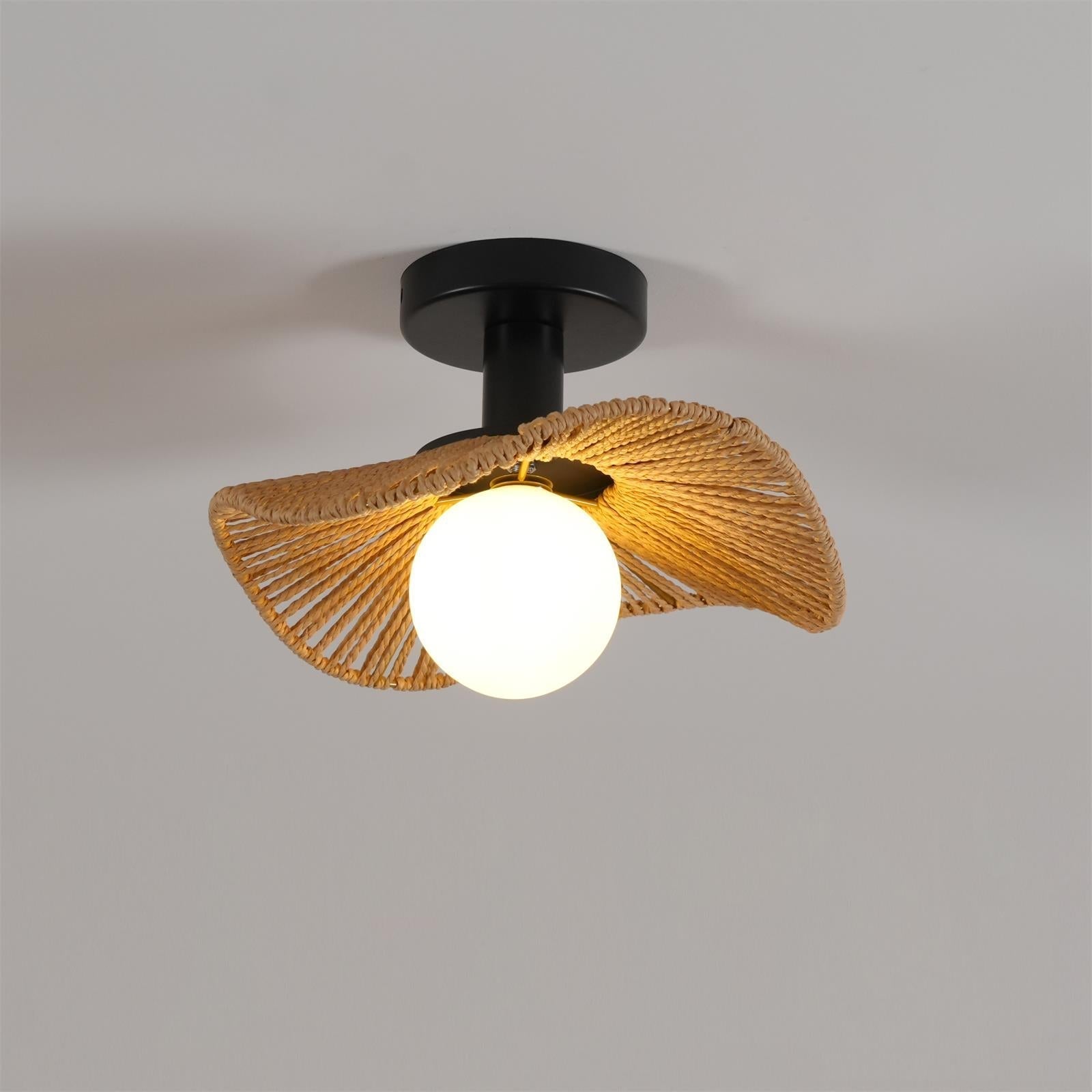 Fynora Woven Semi Flush Ceiling Light