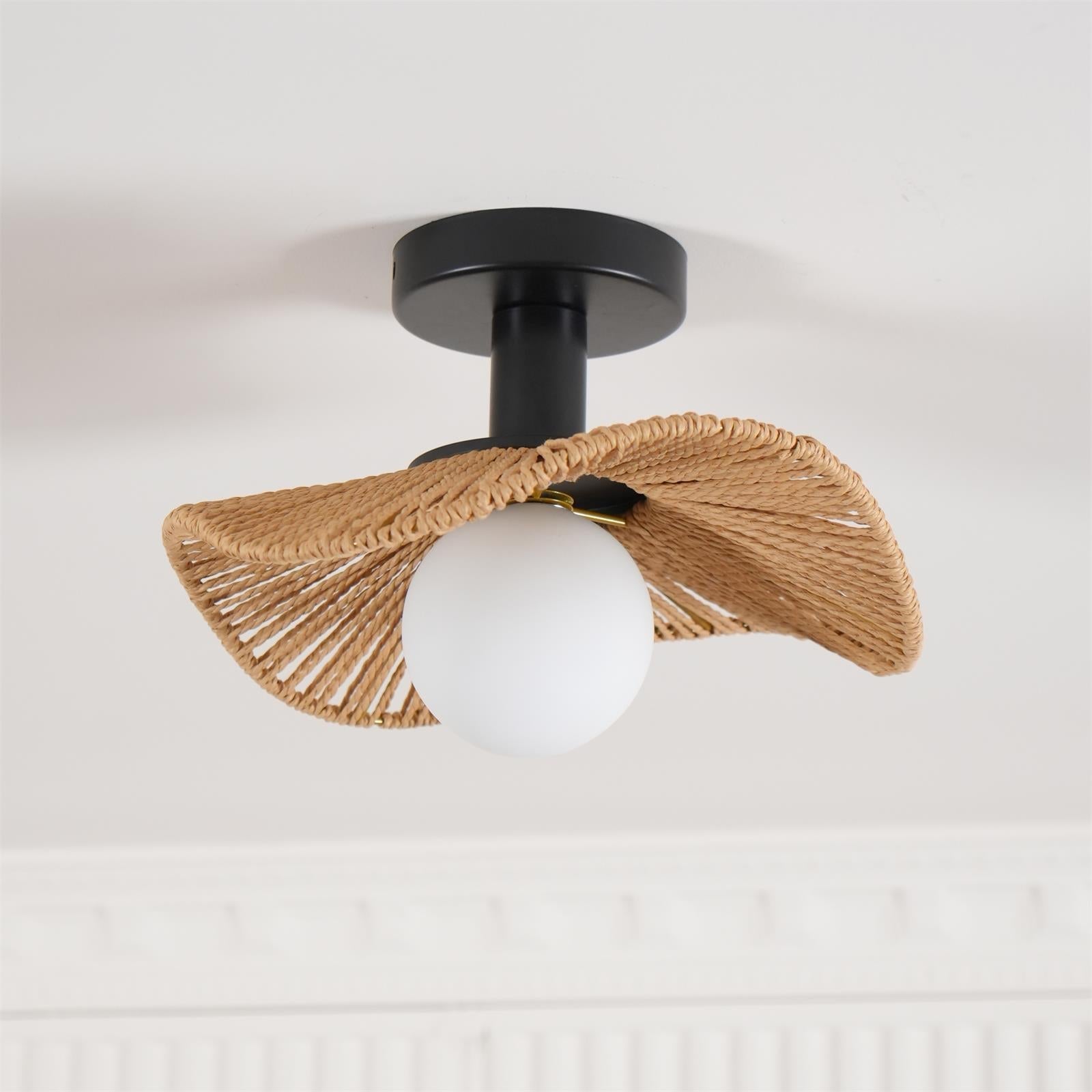 Fynora Woven Semi Flush Ceiling Light